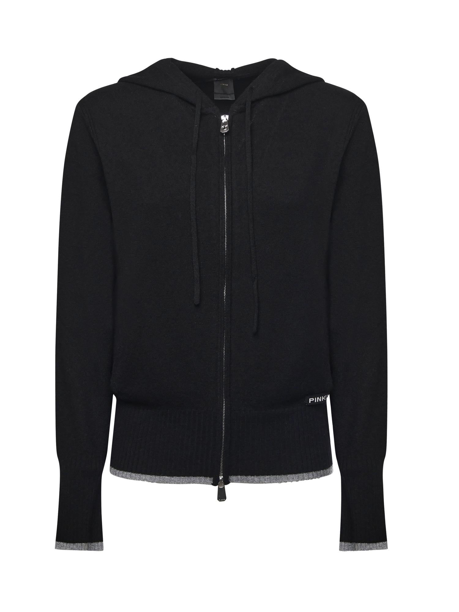 Cardigan con zip in lana e cashmere 105491 A2Q9Z99 PINKO