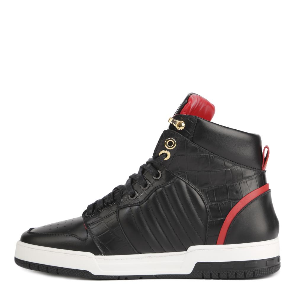 SNEAKERS 1990 NERE E ROSSE IN PELLE 1990 LEATHERBLACK/BLACK GIULIANO GALIANO