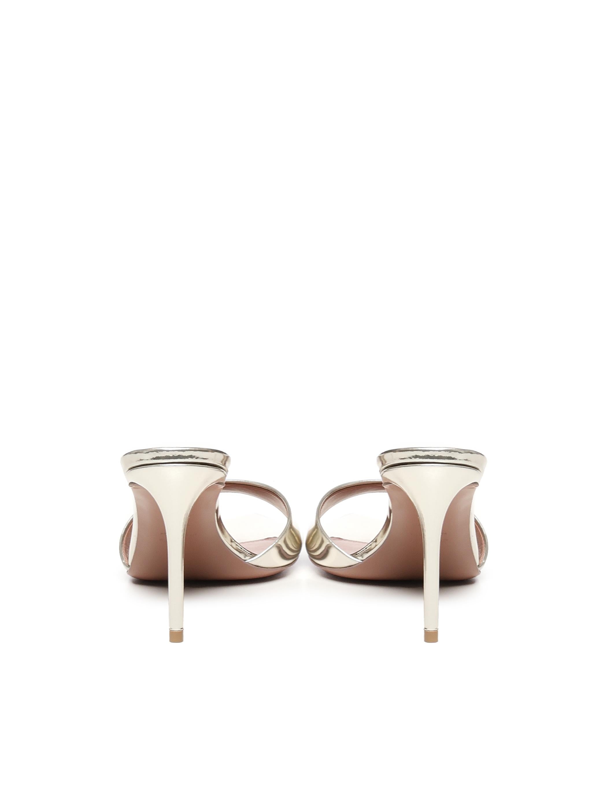 Mule Alixia in pelle specchio<BR/> ALIXIA80 SPECCHIOPLATINO GIULIANO GALIANO