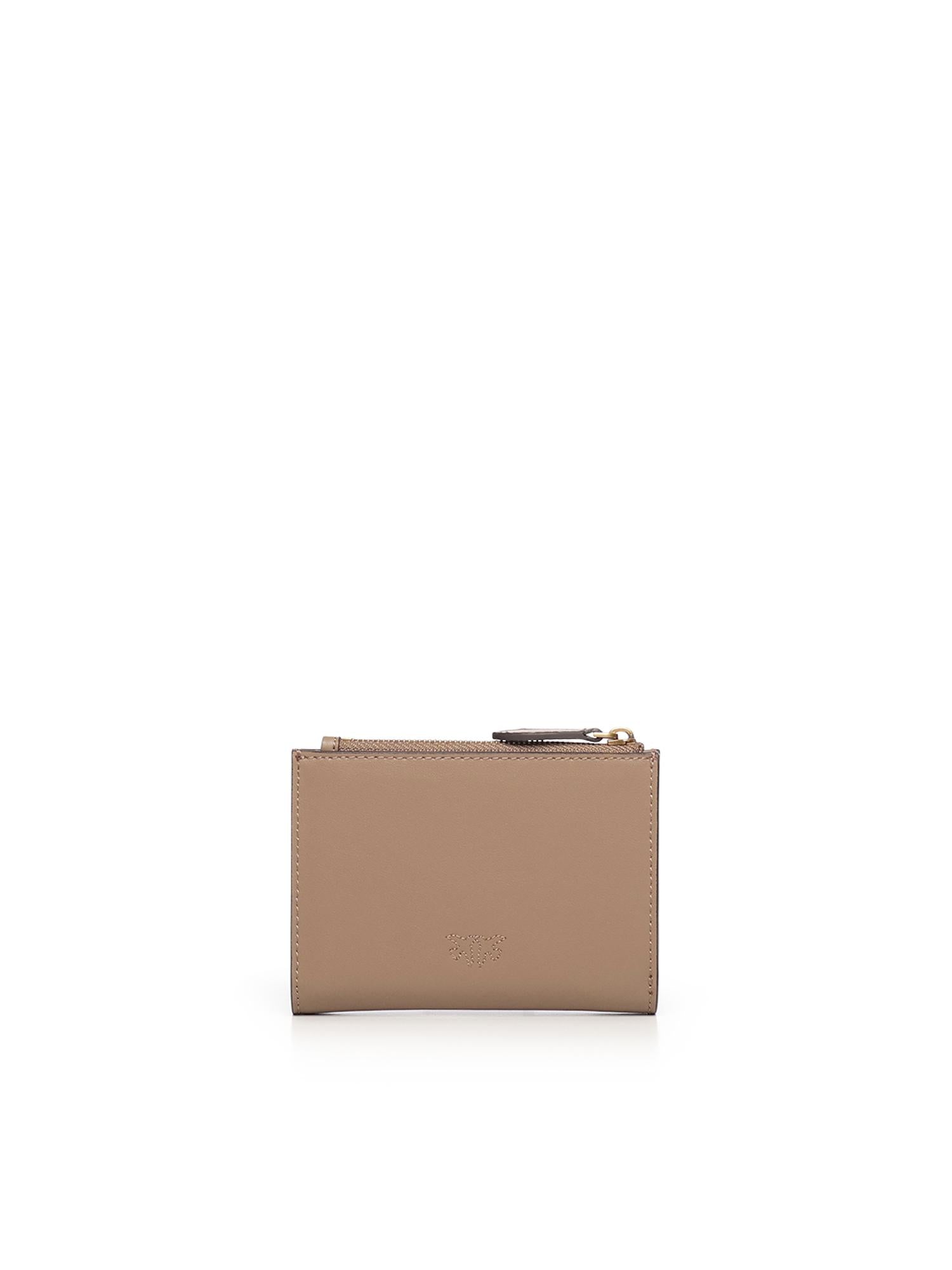 Portafoglio compatto in pelle con logo 103612 A0F1D01Q PINKO