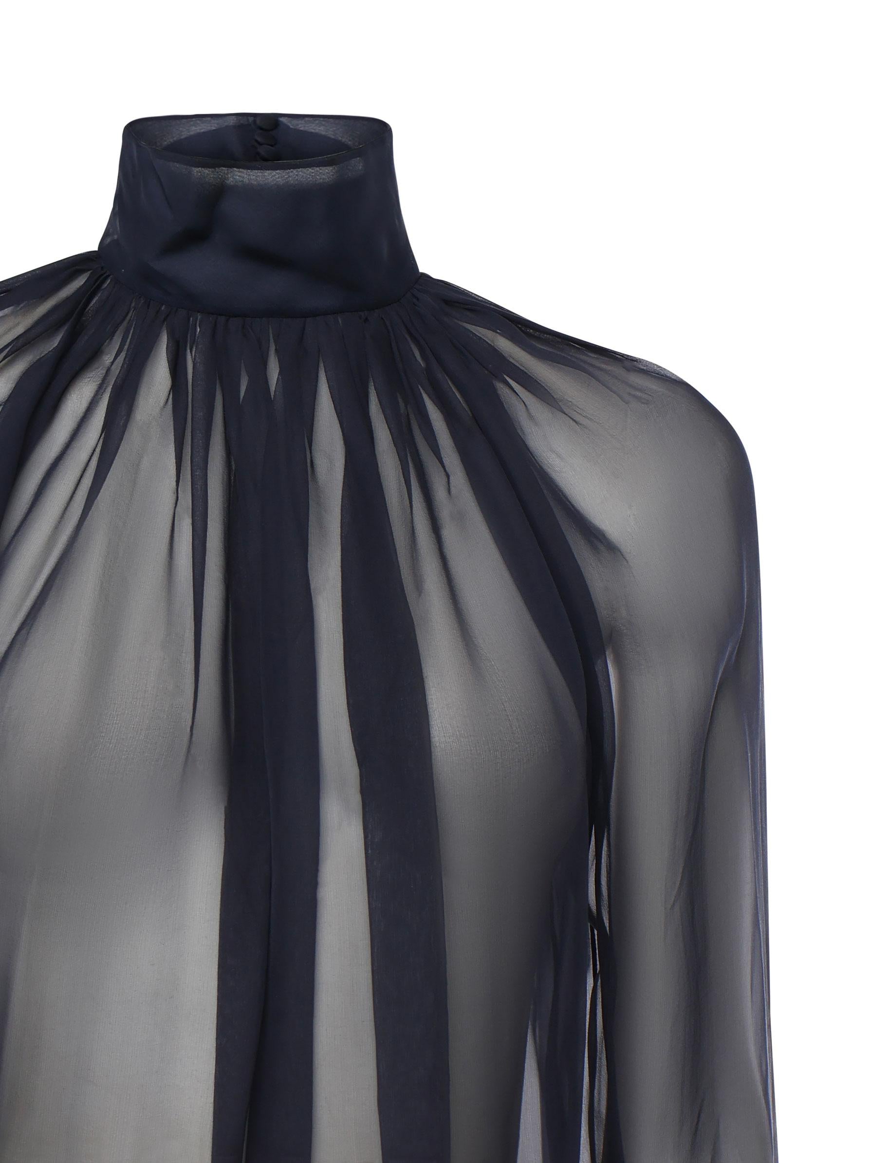 Camicetta a collo alto in mussola di seta 810153 Y065W4900 SAINT LAURENT