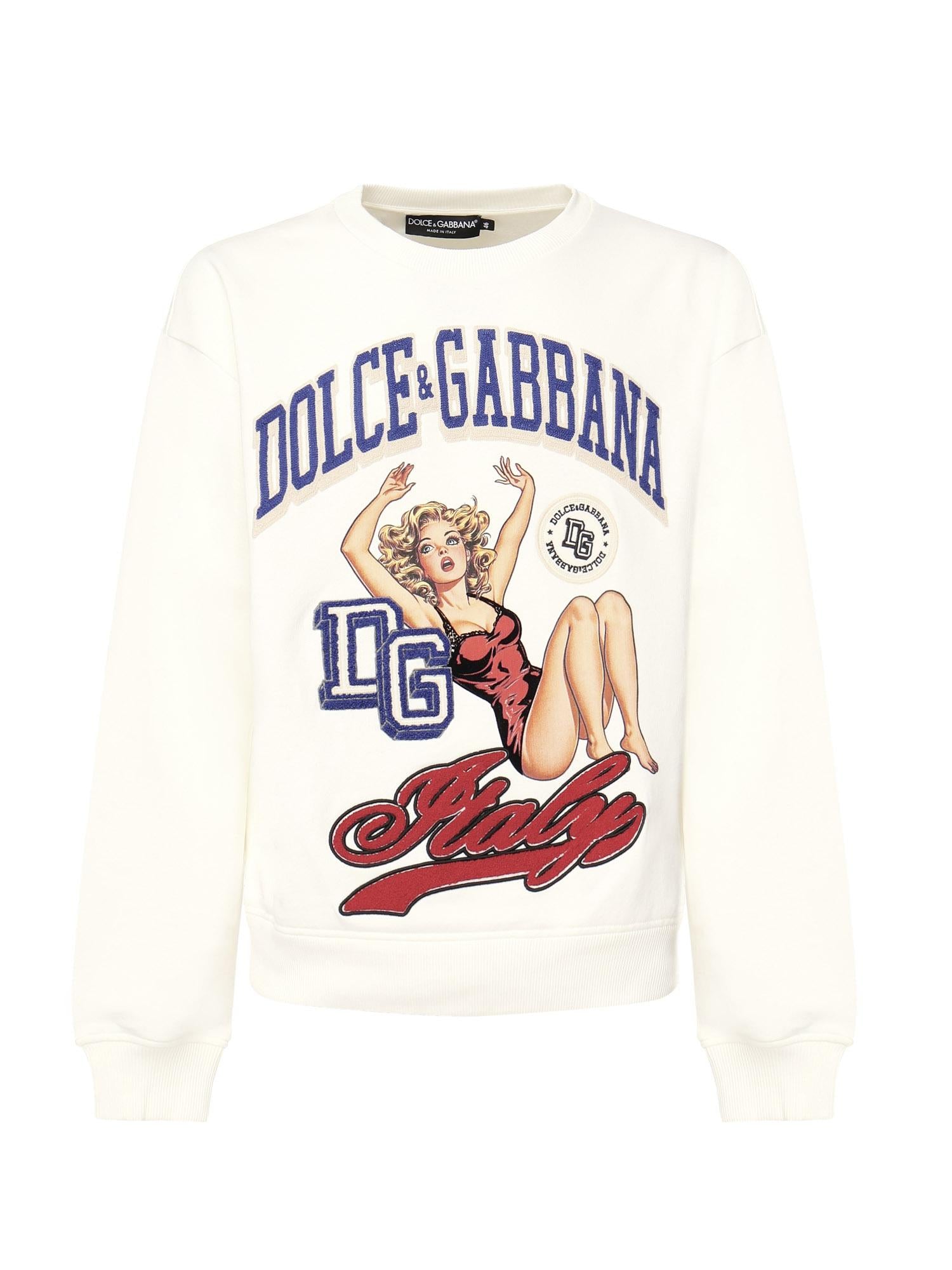 Felpa con stampa e ricamo G9AHSZ G7PHHA4567 DOLCE & GABBANA