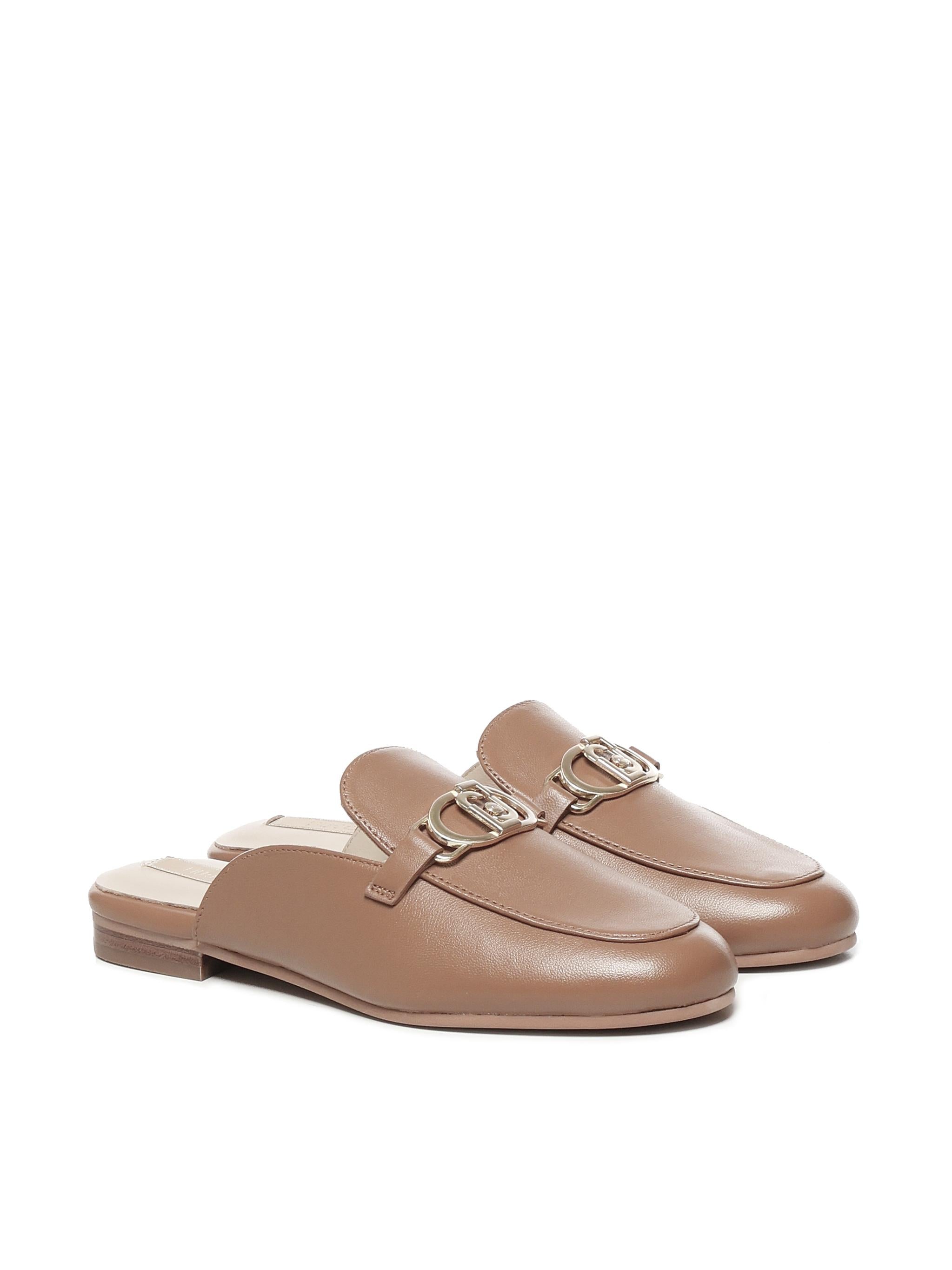 Slippers in pelle con logo SA5035PX460S1853 LIU JO