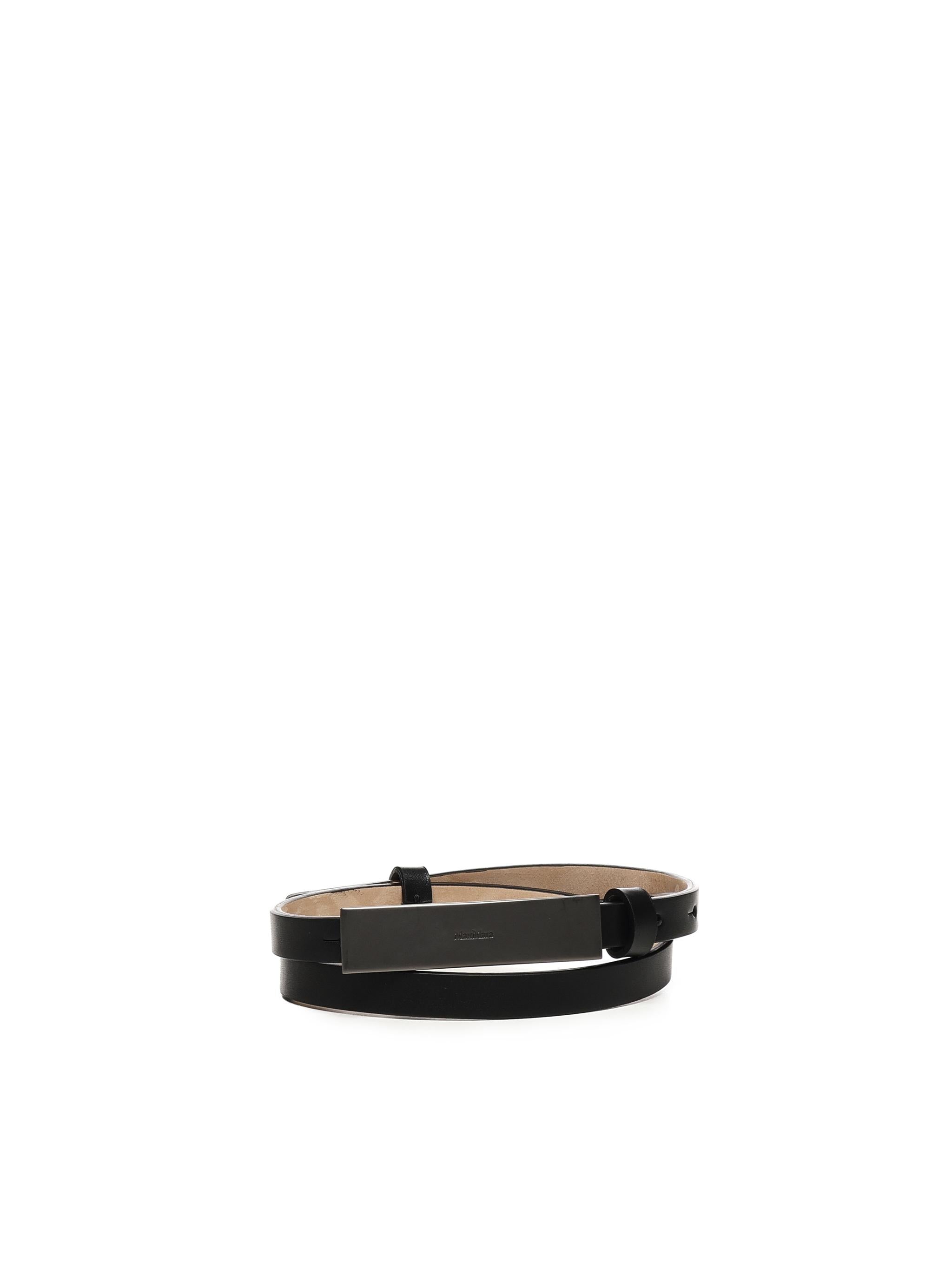 Cintura in pelle con placca logata<BR/> 2514501013600 001 MAX MARA