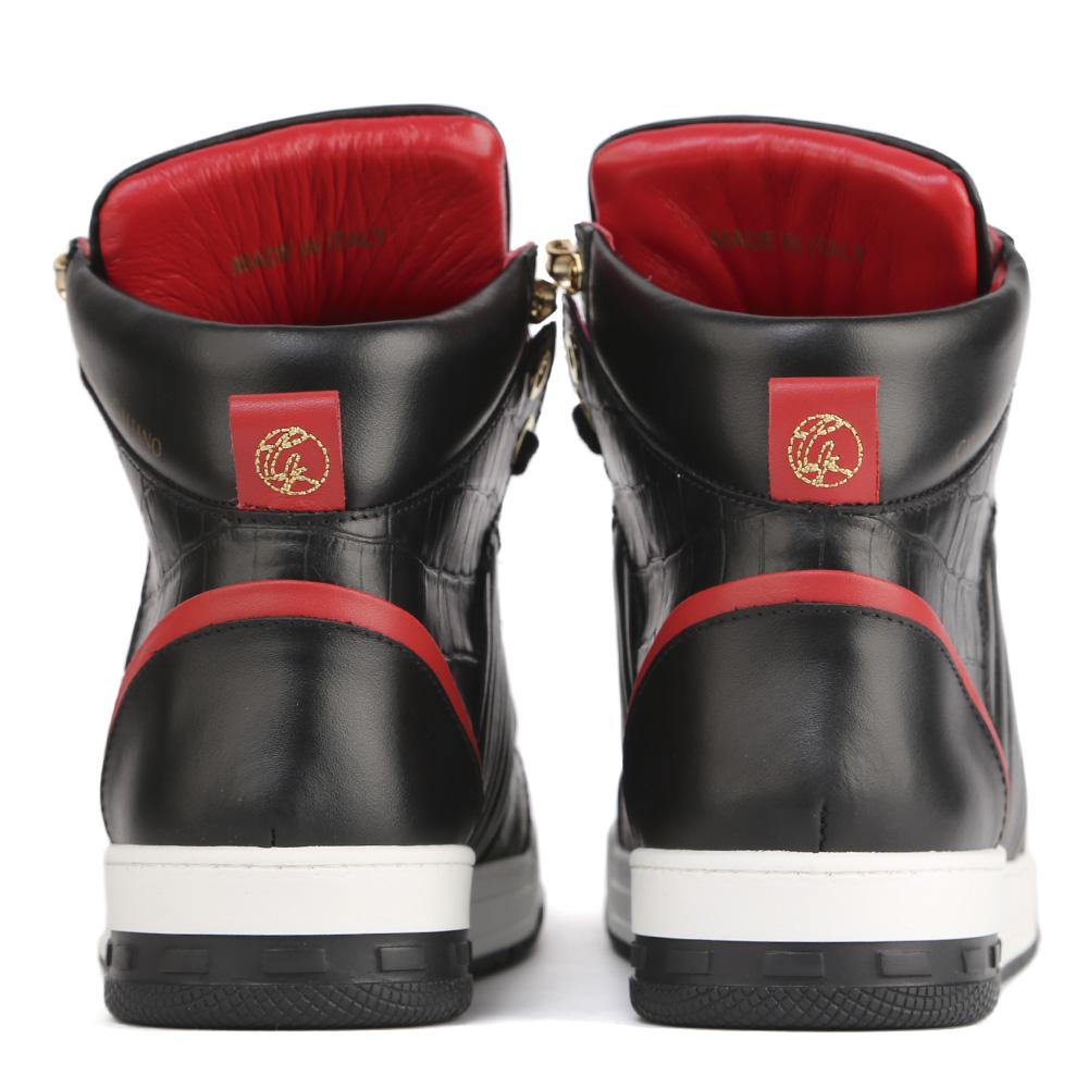 SNEAKERS 1990 NERE E ROSSE IN PELLE 1990 LEATHERBLACK/BLACK GIULIANO GALIANO