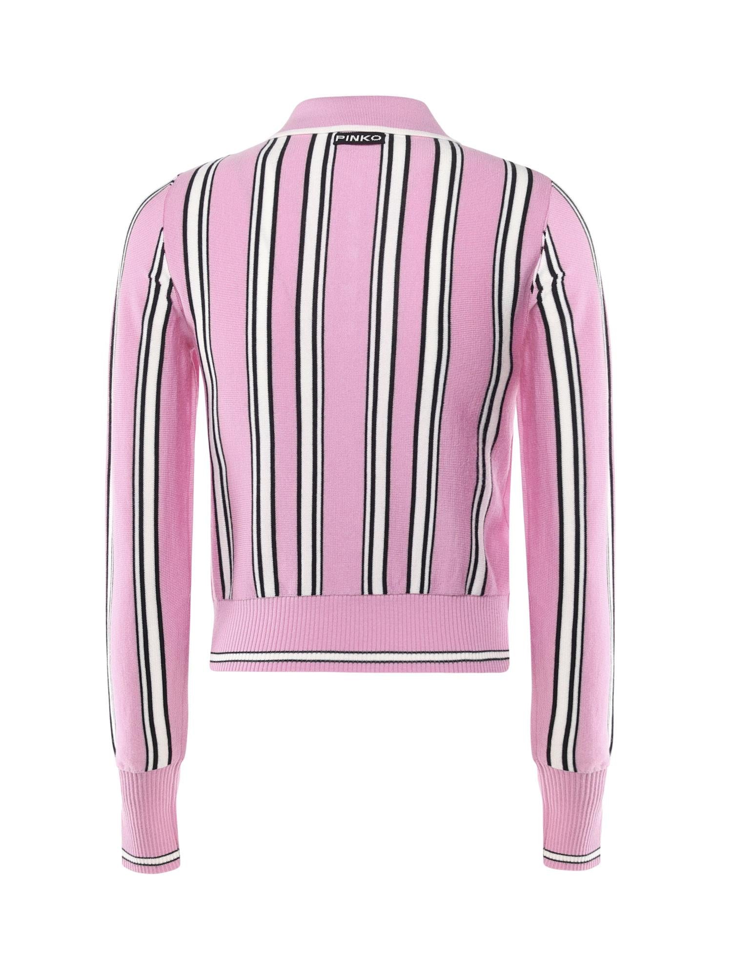 Maglia stile polo a righe 105809 A2UON3Z PINKO