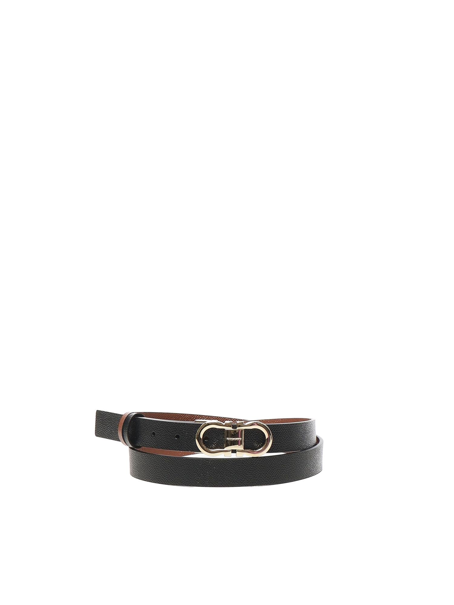 Cintura regolabile e reversibile Gancini 230294 780407009 FERRAGAMO