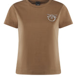 T-shirt con ricamo logo Love Birds in cristalli 103320 A2RNM10 PINKO