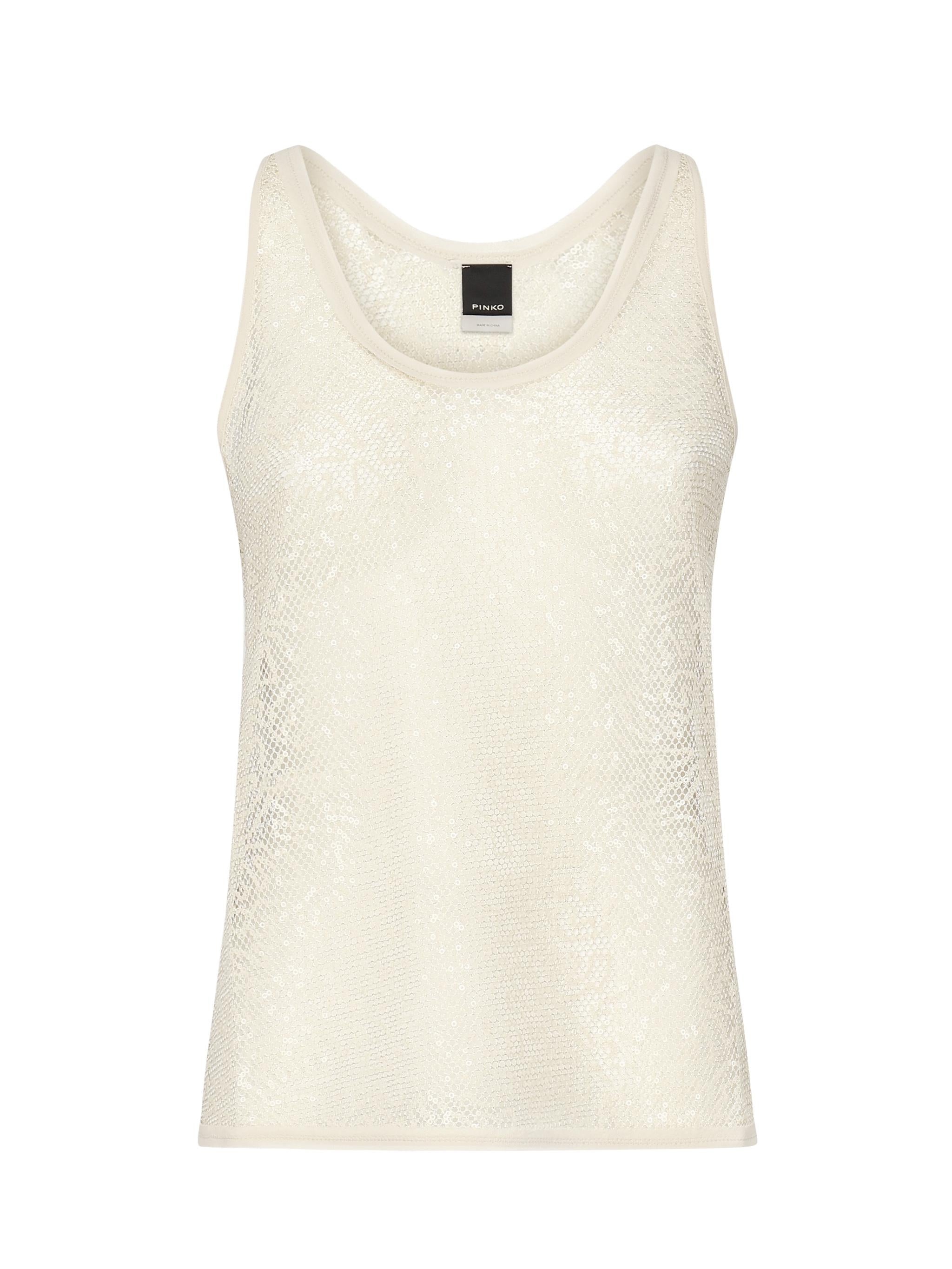 Canotta a rete con paillettes 104710 A2EXC03 PINKO