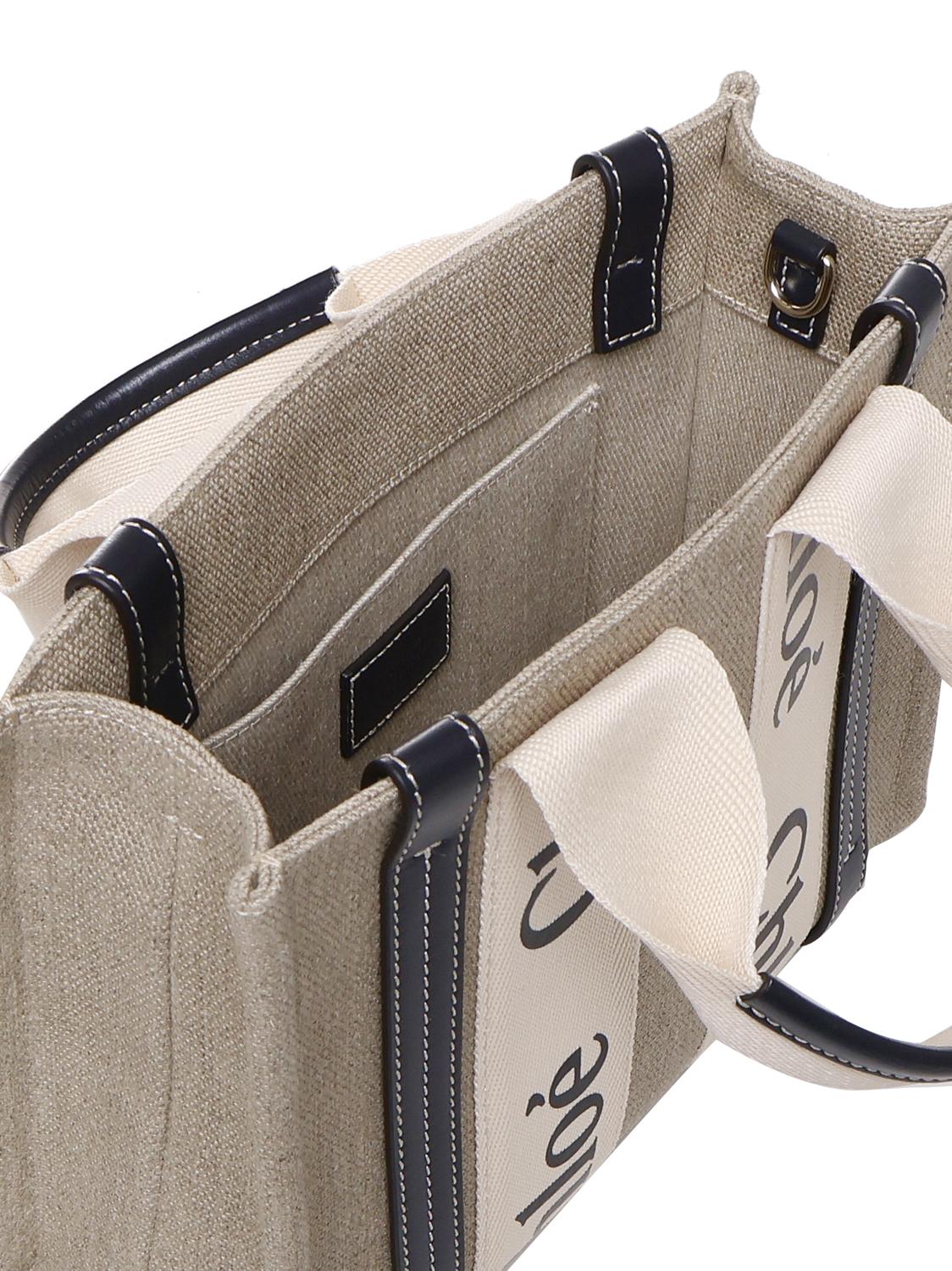 Tote bag piccola woody in lino CHC22AS397I26 91J CHLOÉ