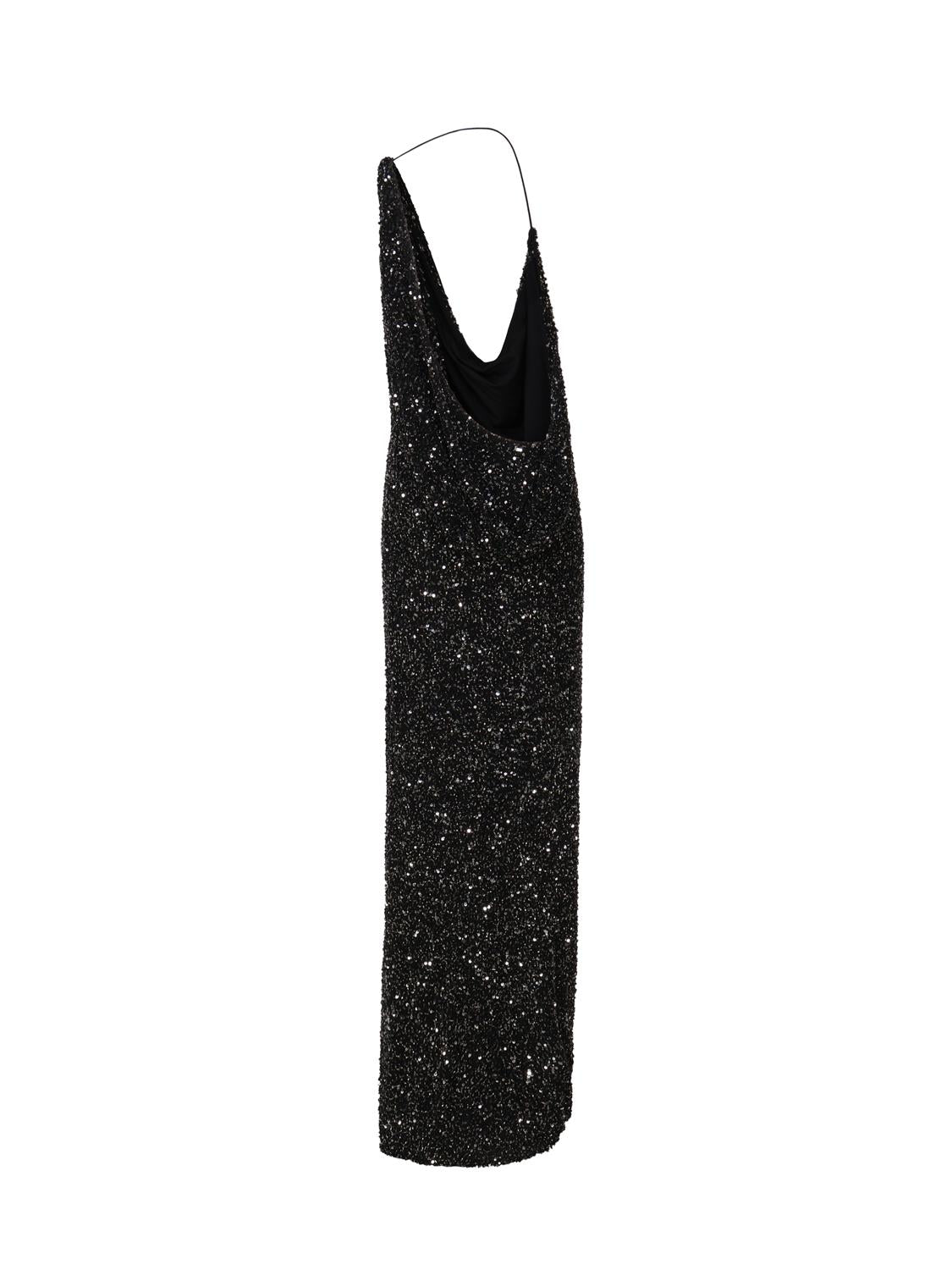 Abito lungo in paillettes FW22-5612 -GUNMETAL BLACK GNBLK RETROFÊTE