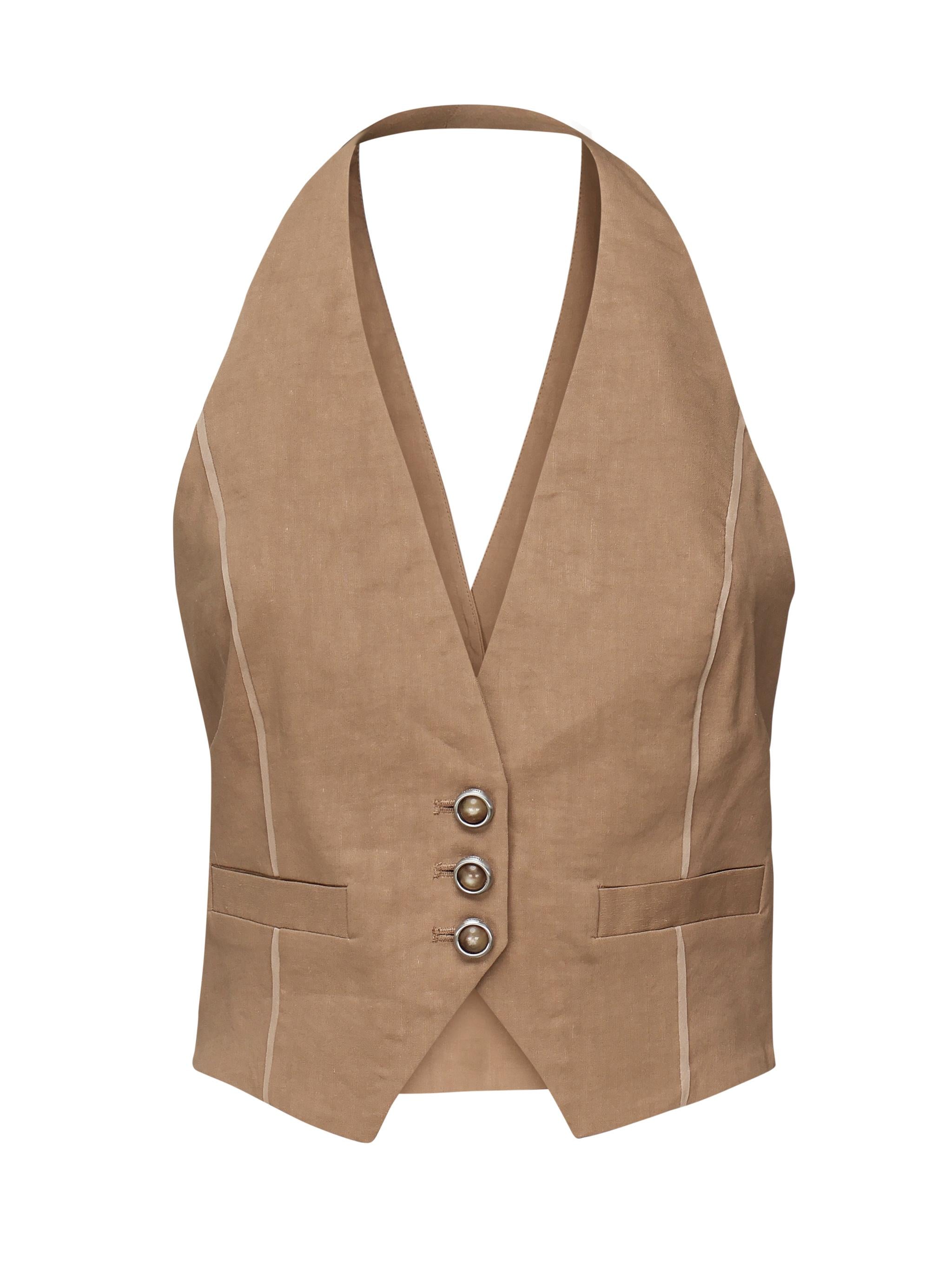 Gilet cropped con schiena scoperta 104932 A2EEL31 PINKO