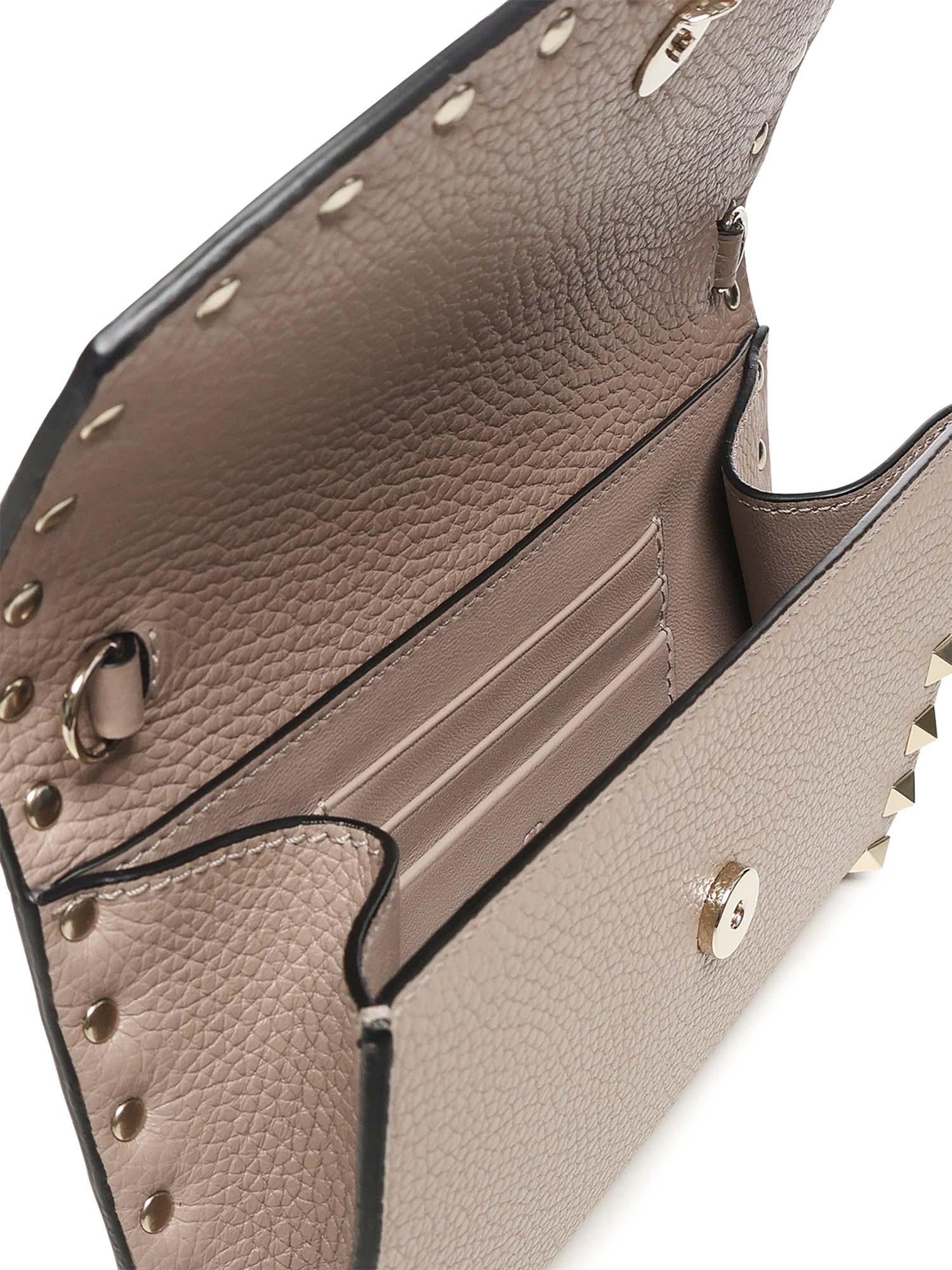 Portafoglio Rockstud in pelle con catena 7W2P0AR6 VSHP45 VALENTINO GARAVANI