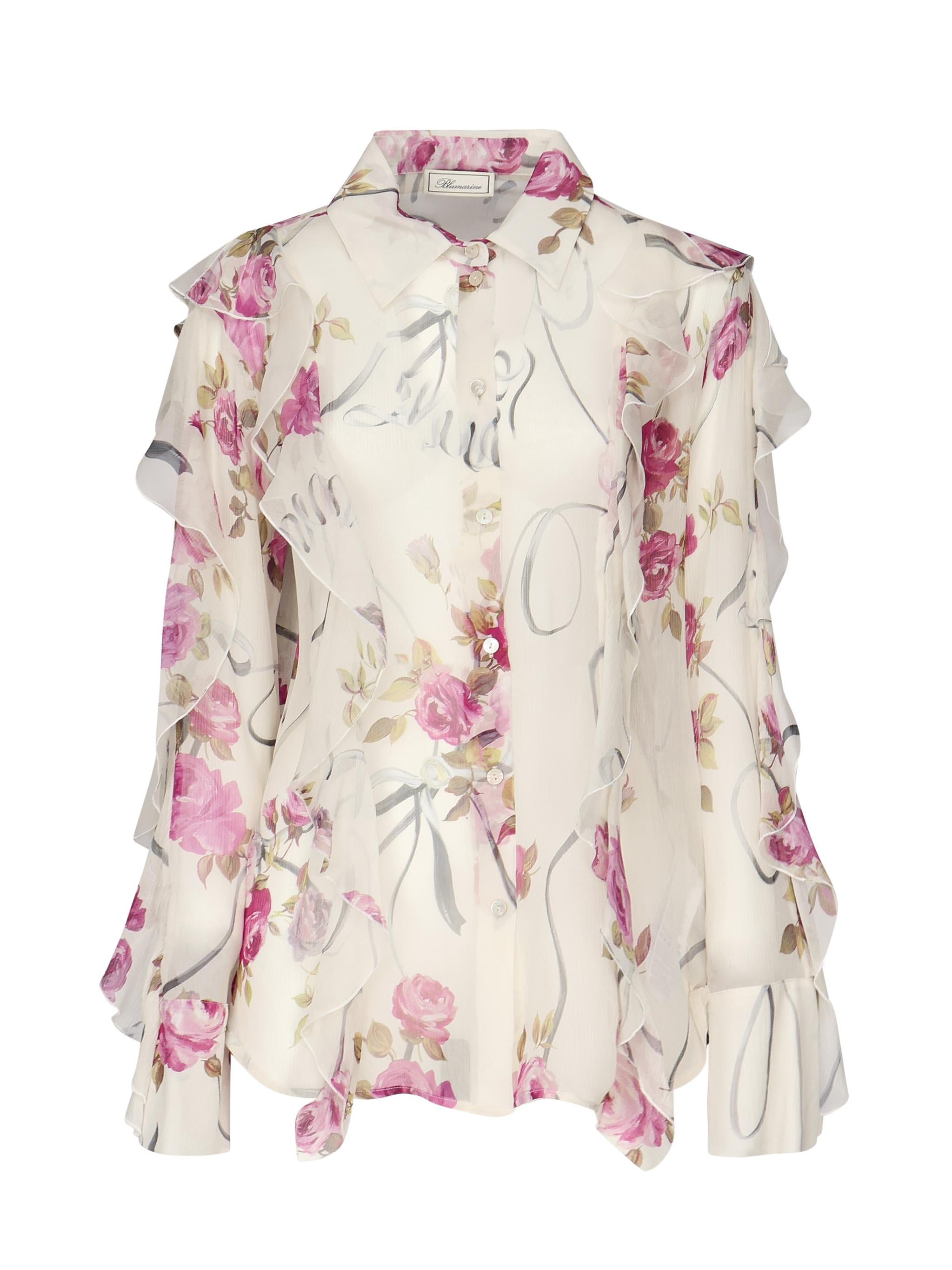 Camicia con volant 2C351A F7141 BLUMARINE