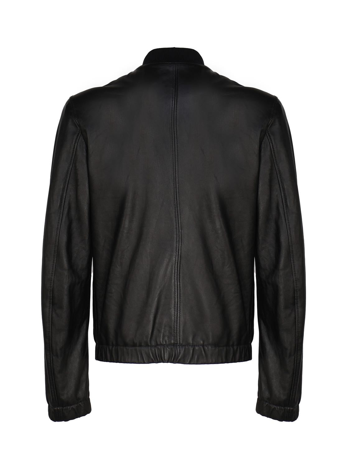 Giubbotto in pelle con placca logata G9ZY5L HULR0N0000 DOLCE & GABBANA