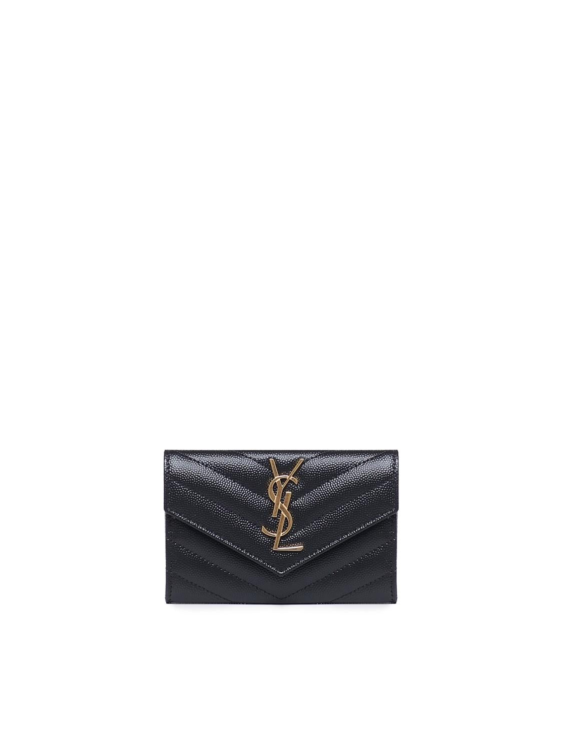 Portafogli envelope in grain de poudre 414404 BOW011000 SAINT LAURENT