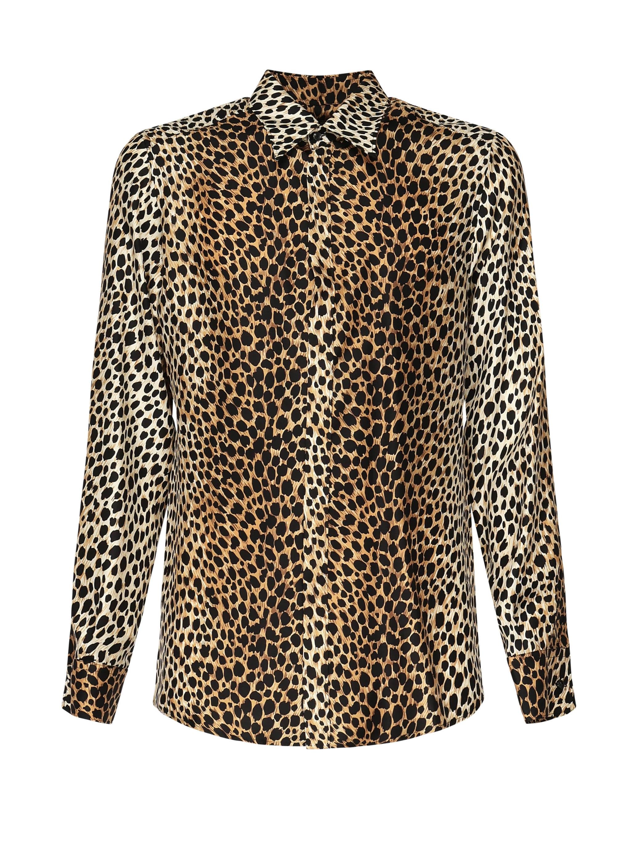 Camicia in twill di seta stampa Ocelot G5JL8T IS1NFHHL7N DOLCE & GABBANA