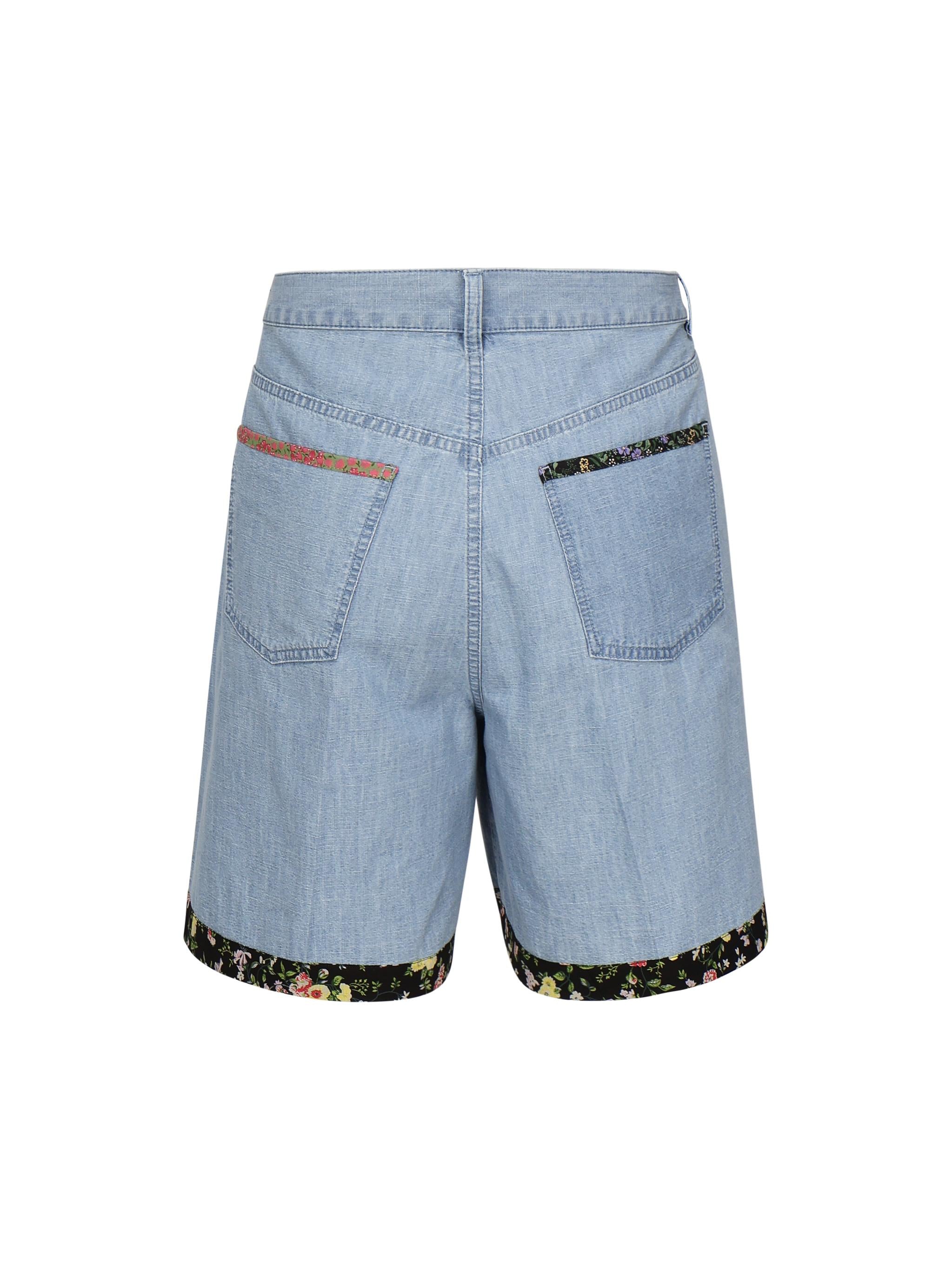 Shorts in denim con fondo stampa floreale 6V0DD04H ALM508 VALENTINO GARAVANI