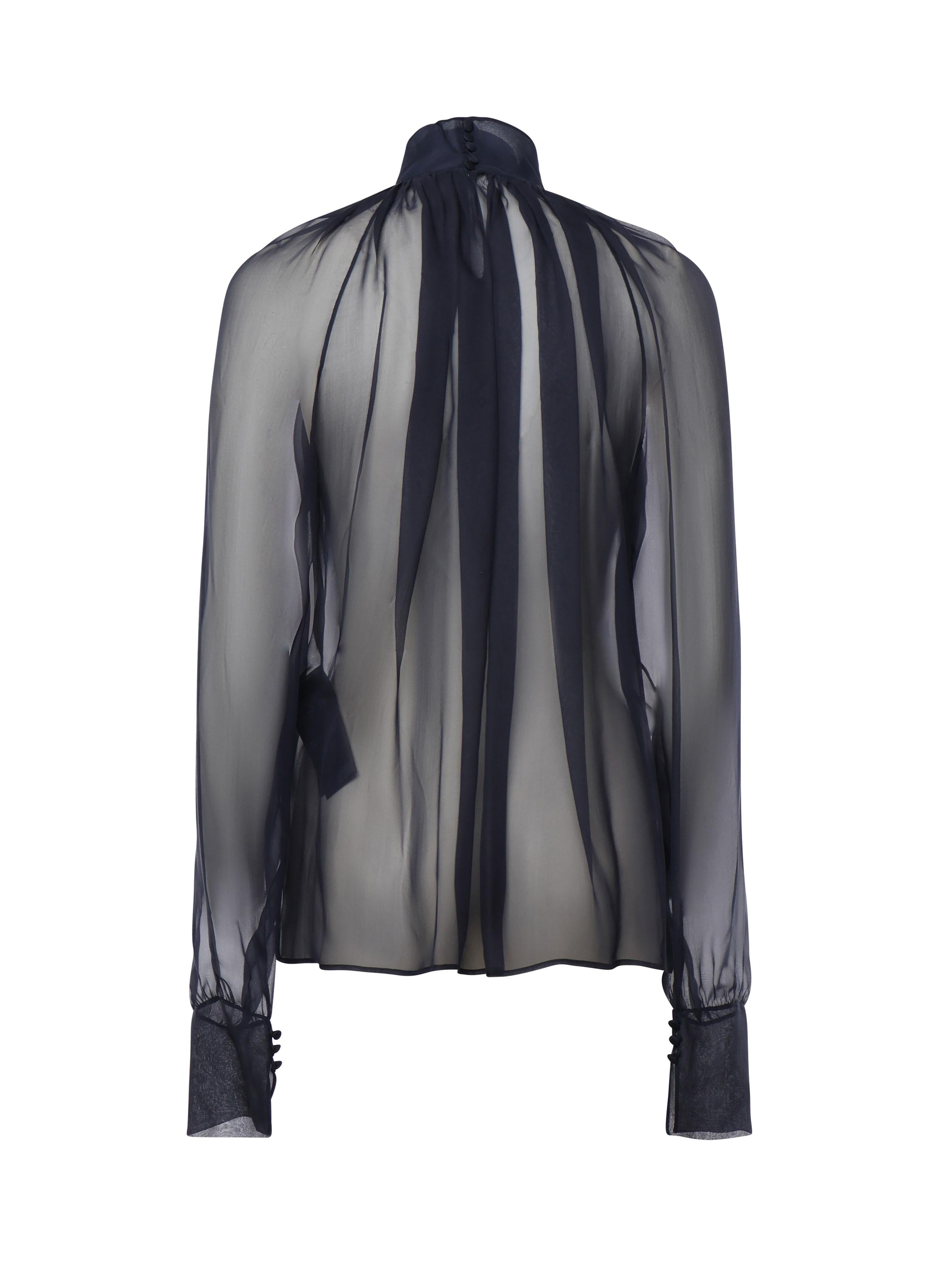 Camicetta a collo alto in mussola di seta 810153 Y065W4900 SAINT LAURENT