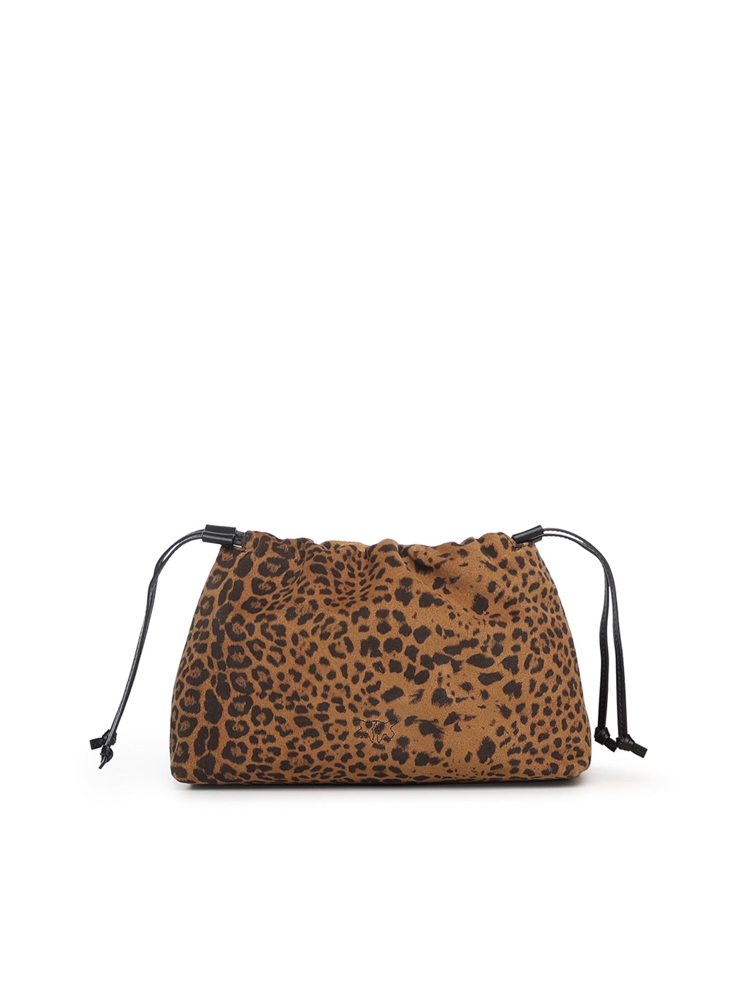 Clutch a spalla piccola in suede con stampa leopardata 105907 A32AM35Q PINKO