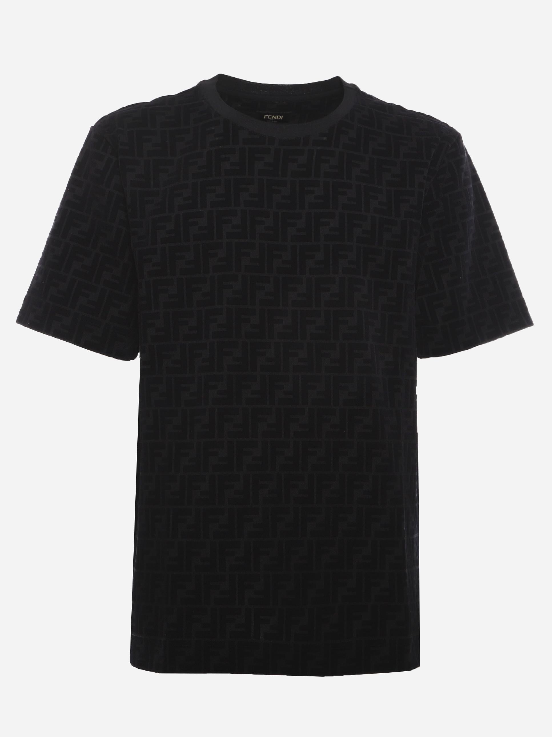 T-shirt in piquet con logo all-over FY0936 A7D5F0ABB FENDI