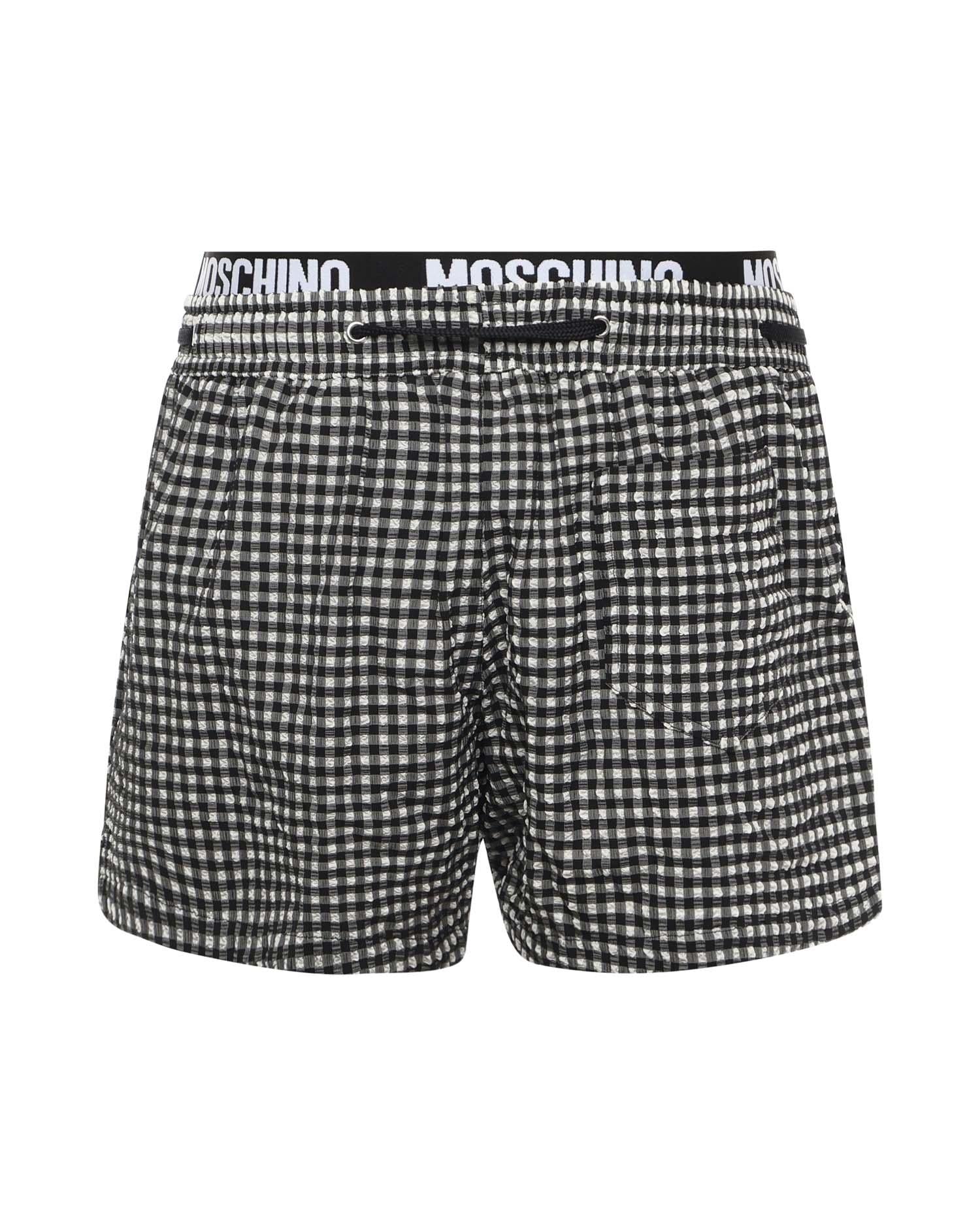 Boxer mare a quadri con logo V3A4221 94201555 MOSCHINO