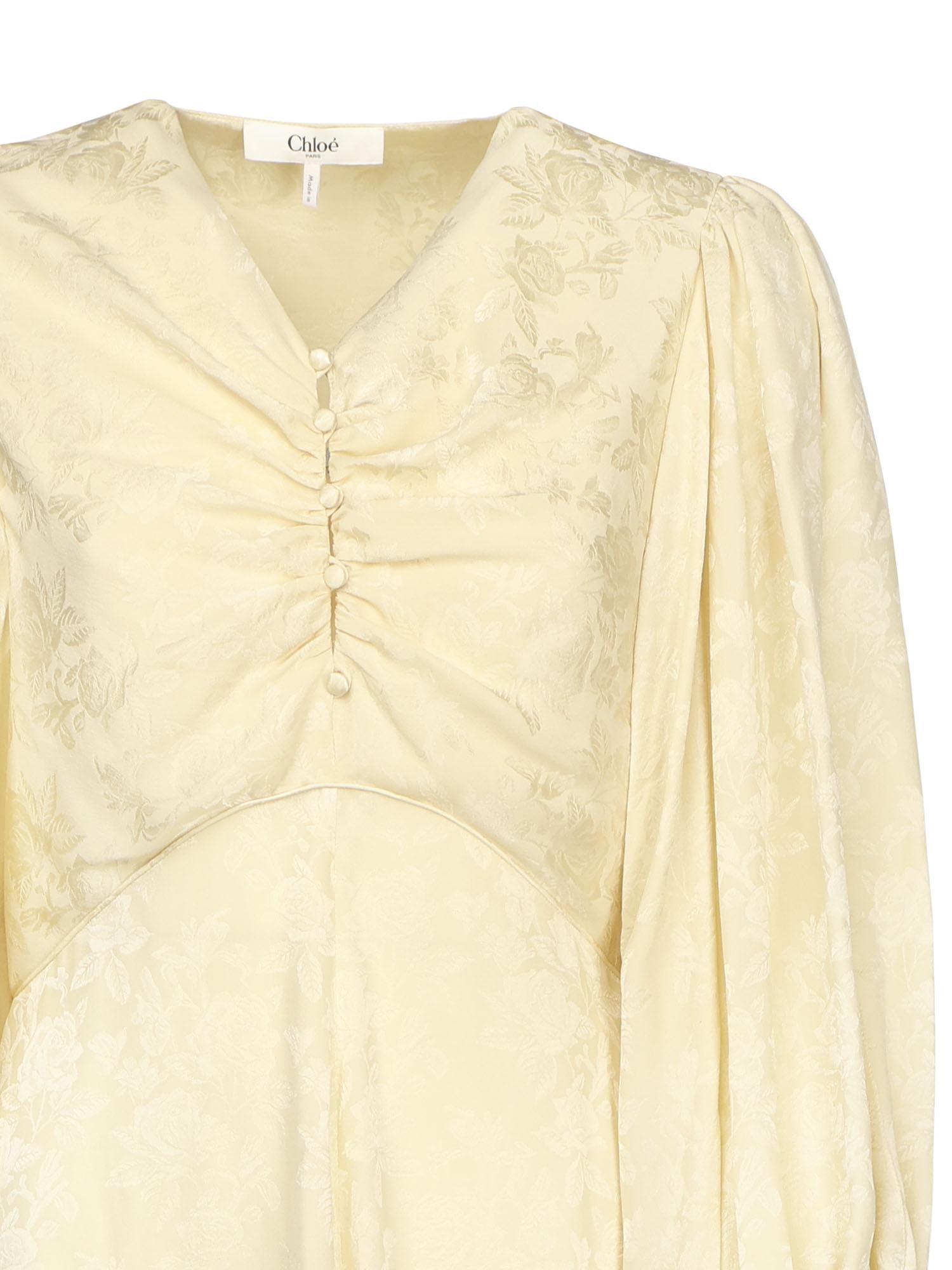 Abito lungo increspato in jacquard di seta CHC25ARO31115 753 CHLOÉ