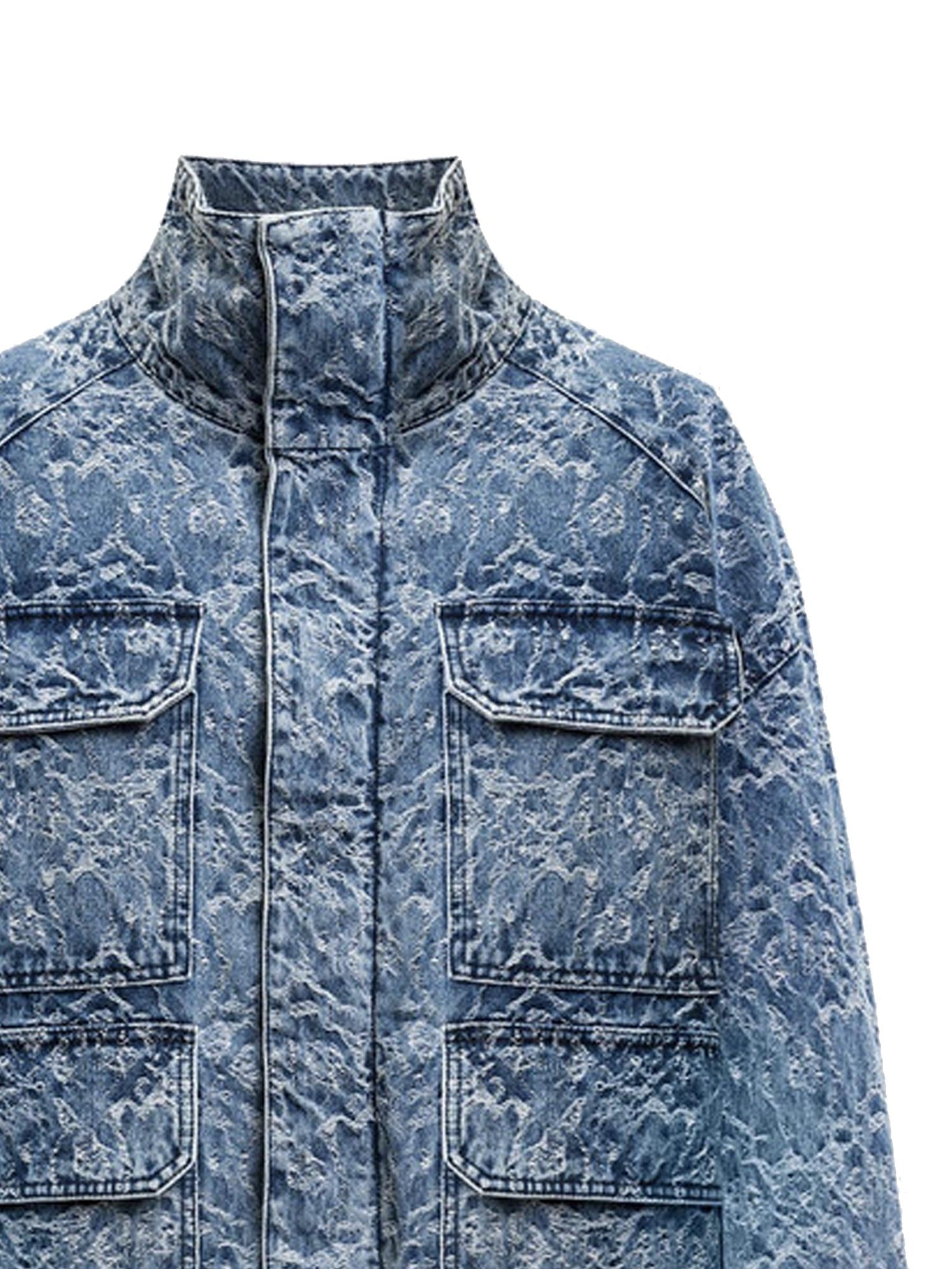 Parka in denim jacquard DJ732 DF0420DLP9800 DONDUP