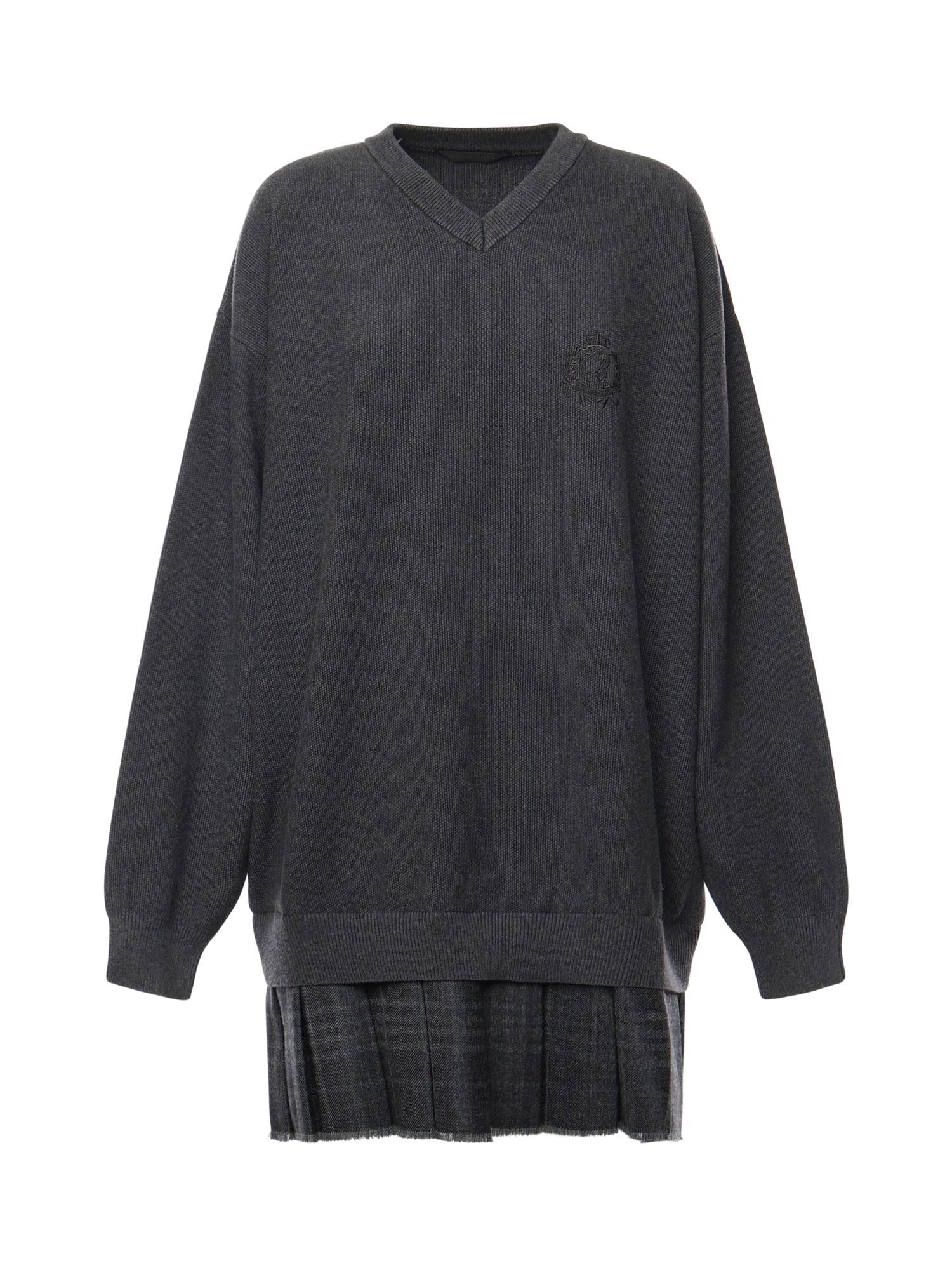 Abito stile pullover layered in maglia di piqué di cotone 850289 T34241167 BALENCIAGA