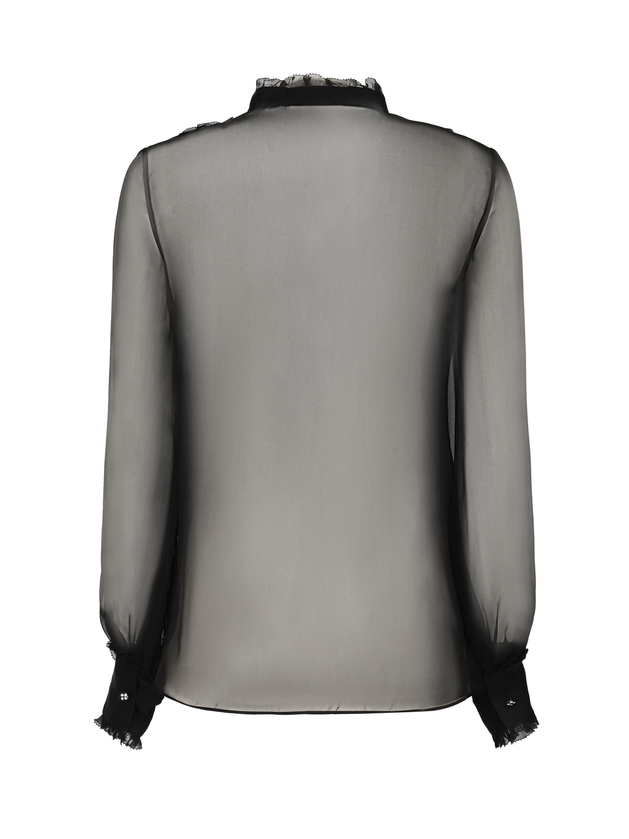 Blusa in chiffon di seta con finiture in pizzo e ruches 6B0AB7J0 2UP0NO VALENTINO GARAVANI