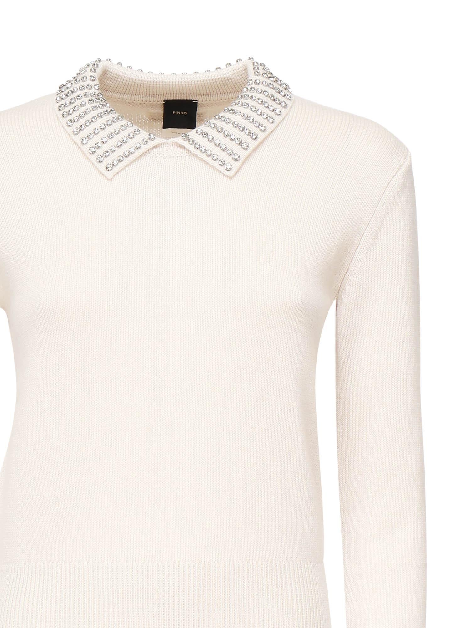 Maglia con colletto e strass<BR/><BR/> 105530 A2S4I23 PINKO