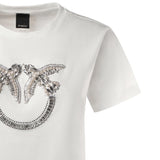 T-shirt logo Love Birds decorato 100535 A2RNZ05 PINKO