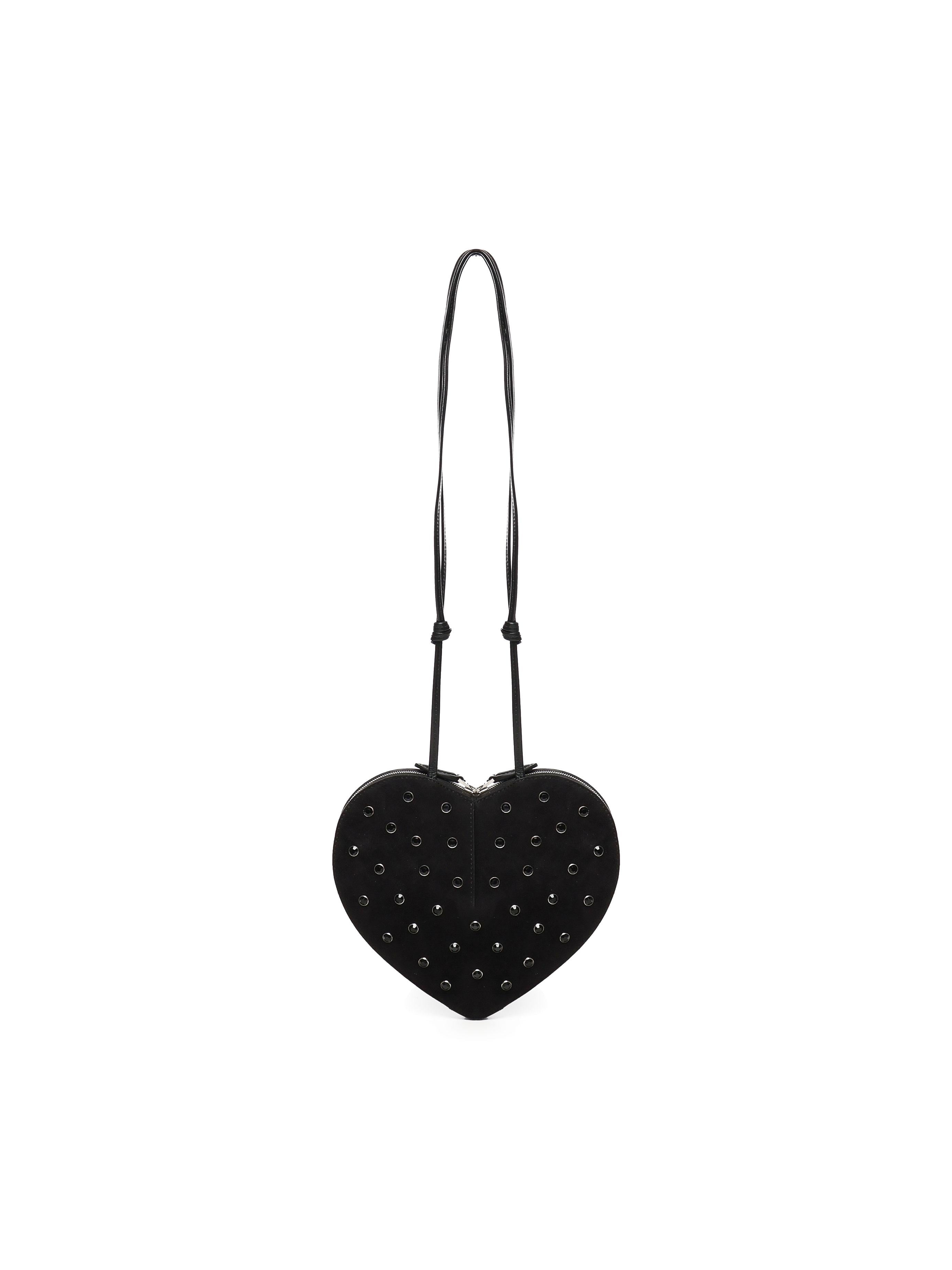 Borsa Le Cœur in pelle di capra scamosciata con strass AA1P003CA286 999 ALAIA