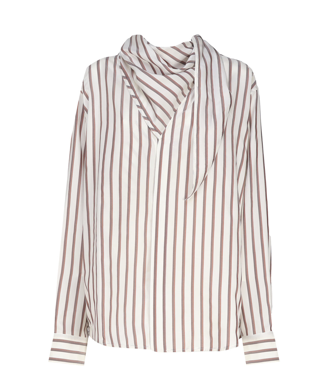 Camicia a righe in seta con collo foulard 748134 V35L09032 BOTTEGA VENETA 