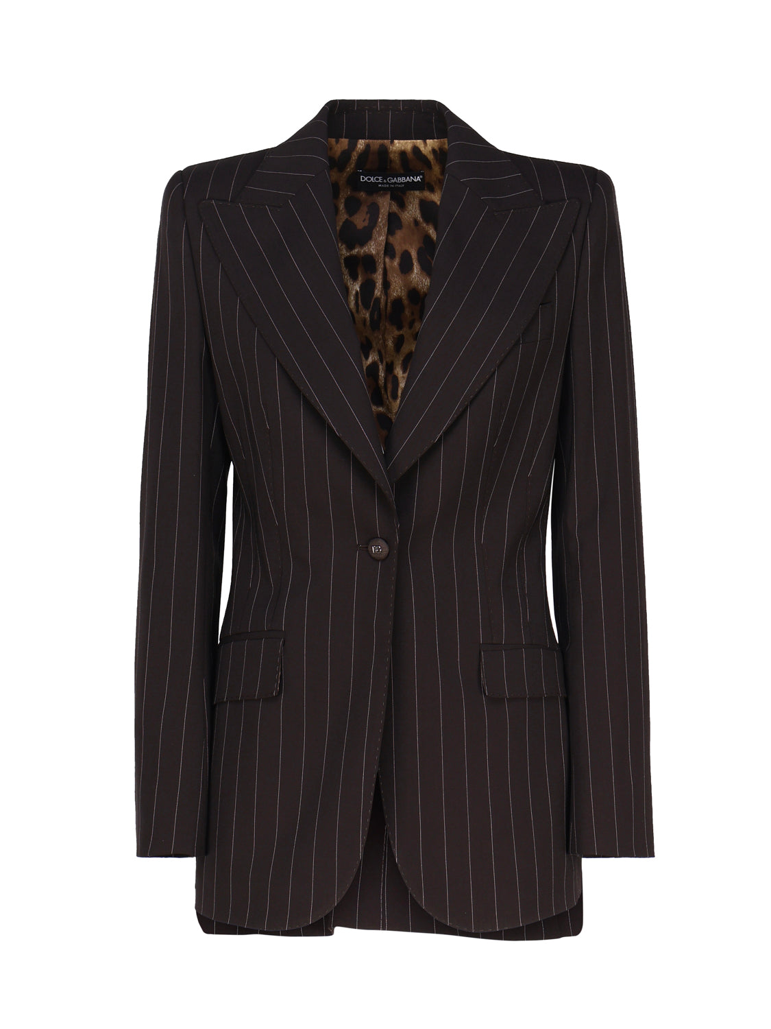 Giacca Turlington monopetto in gessato di lana F29WZT FRBC2S8053 DOLCE & GABBANA 
