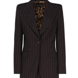 Giacca Turlington monopetto in gessato di lana F29WZT FRBC2S8053 DOLCE & GABBANA 
