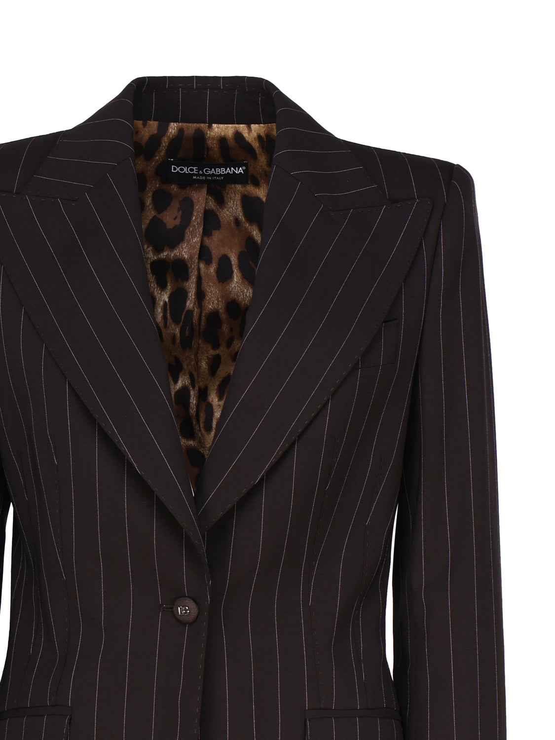 Giacca Turlington monopetto in gessato di lana F29WZT FRBC2S8053 DOLCE & GABBANA 