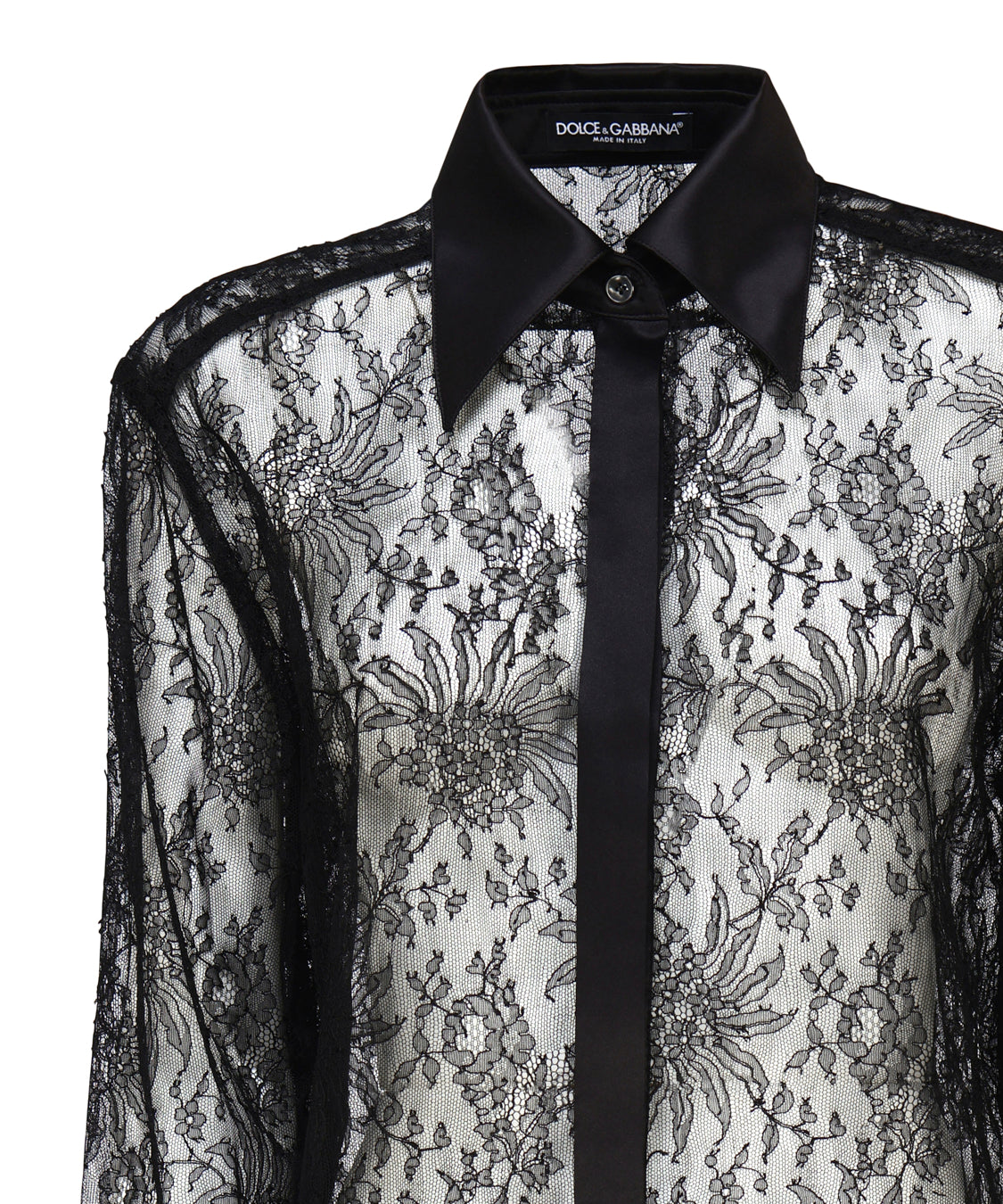 Camicia in pizzo Chantilly con dettagli in raso F5R42T MLMAEN0000 DOLCE & GABBANA 