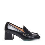 Mocassino in vernice con tacco<BR/> CELESTE 02 VERLUXNERO FRATELLI RUSSO 