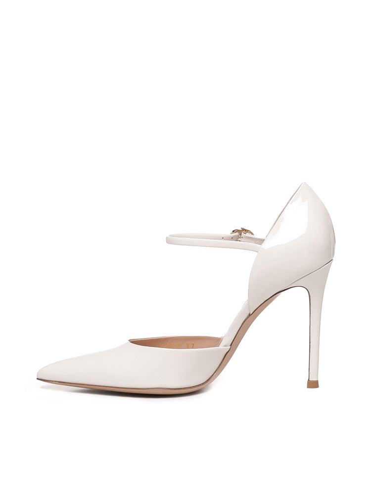 Tacchi in vernice con cinturino<BR/> G40378.15RIC.VEROFFW VERNICEOFFWHITE GIANVITO ROSSI 
