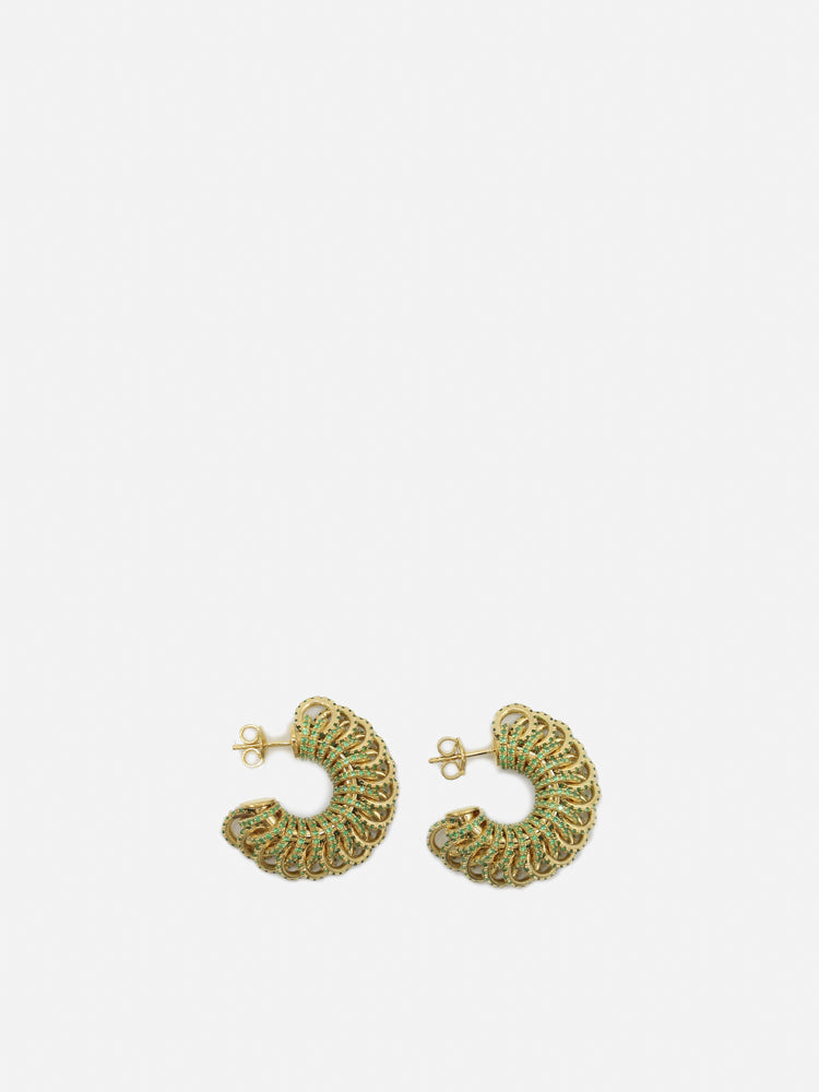 Orecchini disc in argento placcato oro e cristalli<BR/> 665778 VX8213707 BOTTEGA VENETA 