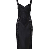Abito longuette corsetteria in raso e pizzo F6JKZT GDCL9N0000 DOLCE & GABBANA 