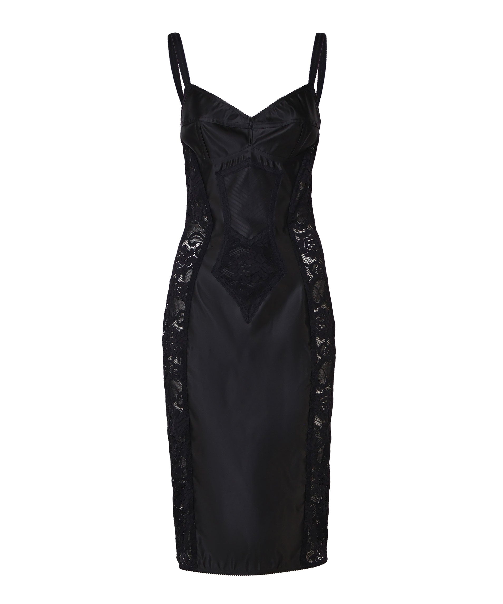 Abito longuette corsetteria in raso e pizzo F6JKZT GDCL9N0000 DOLCE & GABBANA 