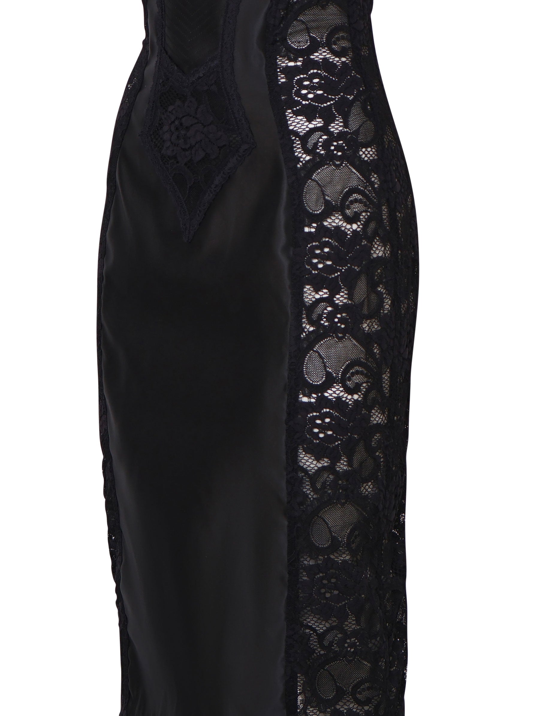 Abito longuette corsetteria in raso e pizzo F6JKZT GDCL9N0000 DOLCE & GABBANA 