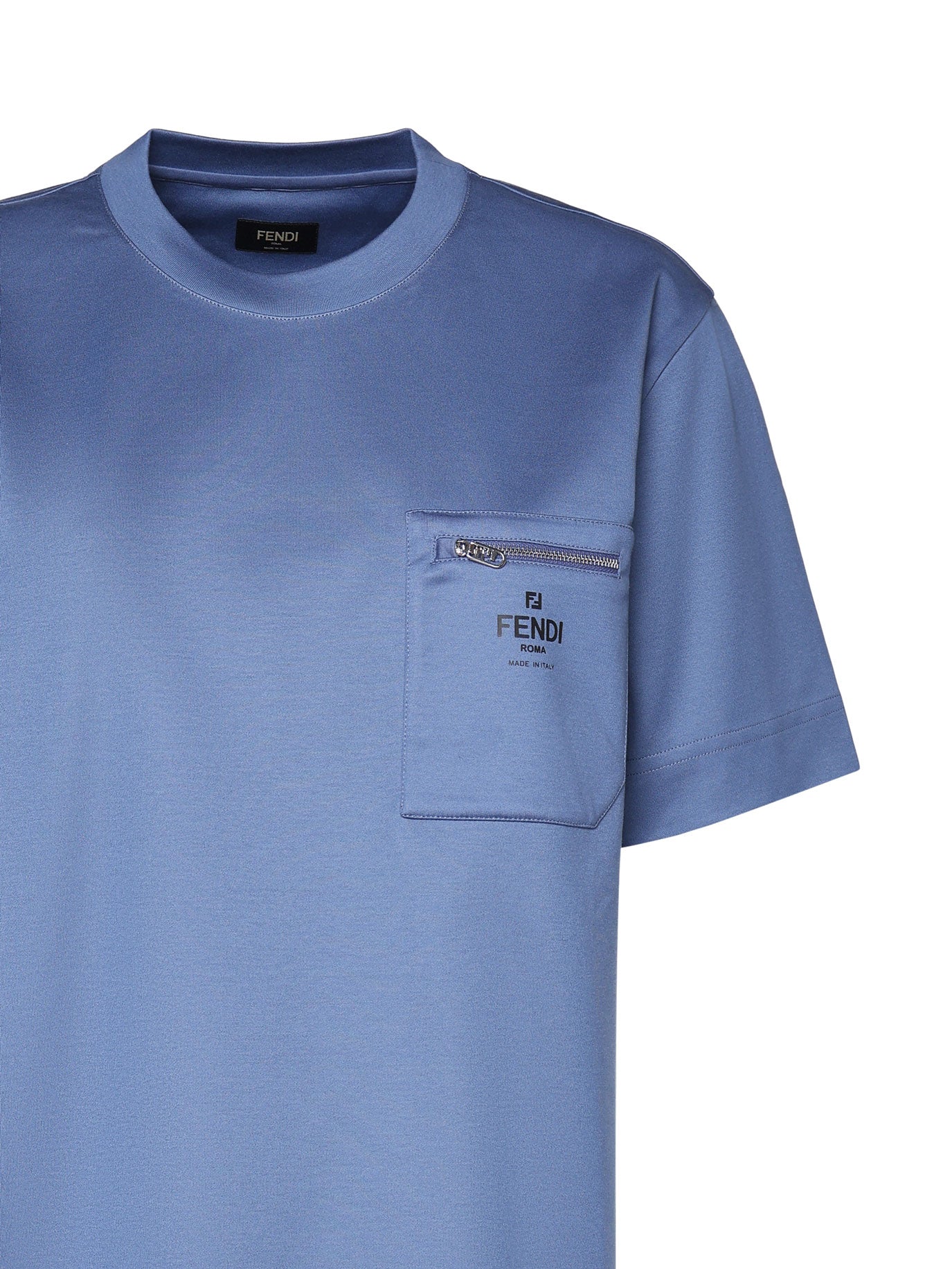 T-shirt in cotone con taschino con zip FY0936 ARYRF0GCT FENDI 