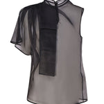 Top asimmetrico in seta 77AJM670 N0193899 GENNY 