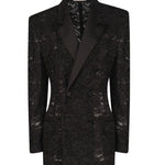Giacca smoking in pizzo guipure 802140 Y9I521000 SAINT LAURENT 