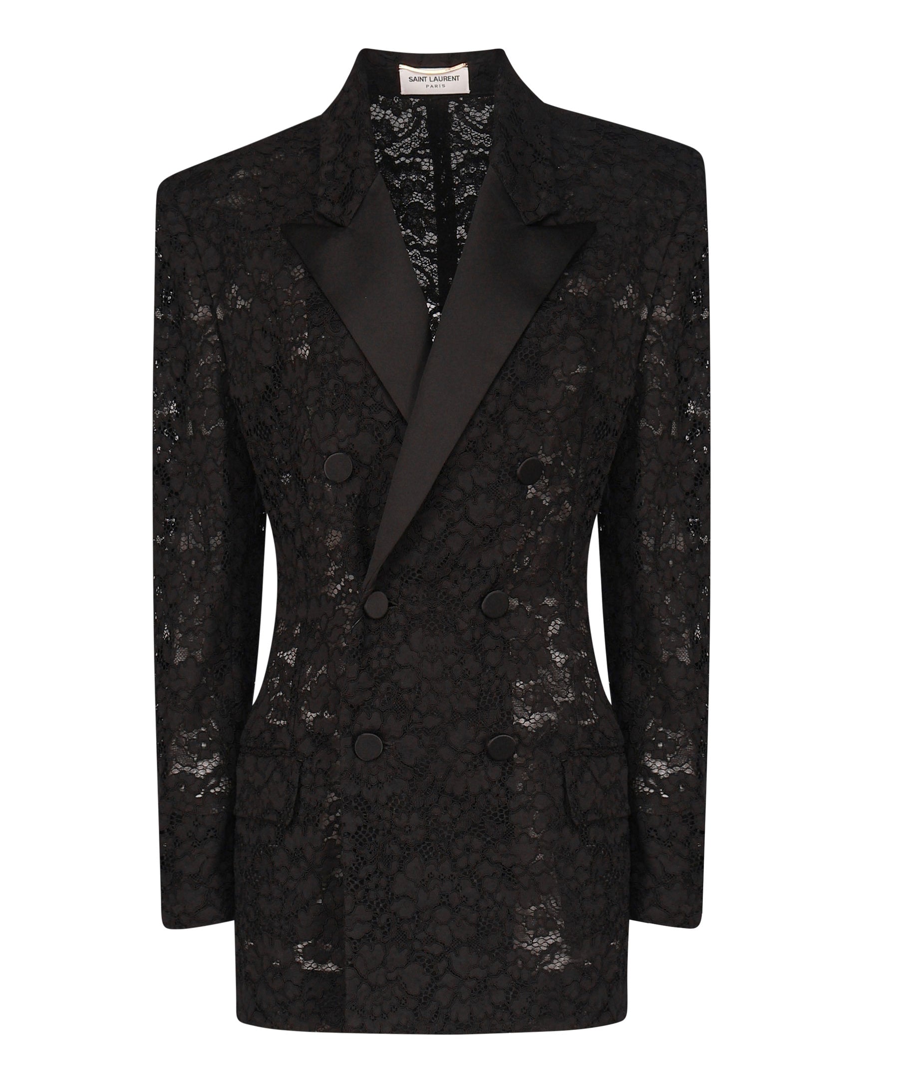 Giacca smoking in pizzo guipure 802140 Y9I521000 SAINT LAURENT 