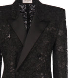 Giacca smoking in pizzo guipure 802140 Y9I521000 SAINT LAURENT 