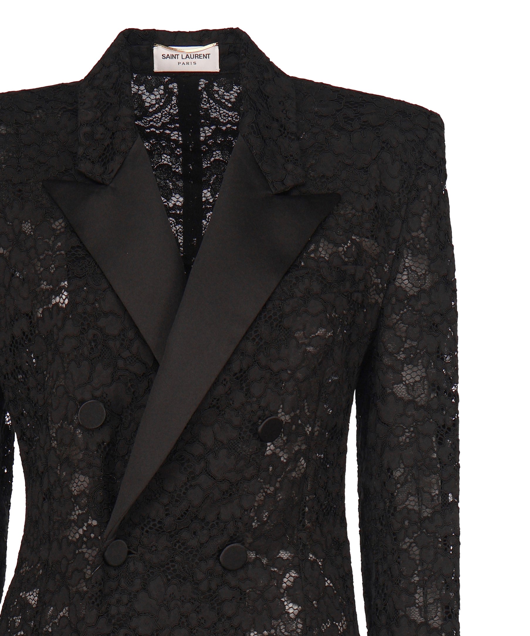 Giacca smoking in pizzo guipure 802140 Y9I521000 SAINT LAURENT 